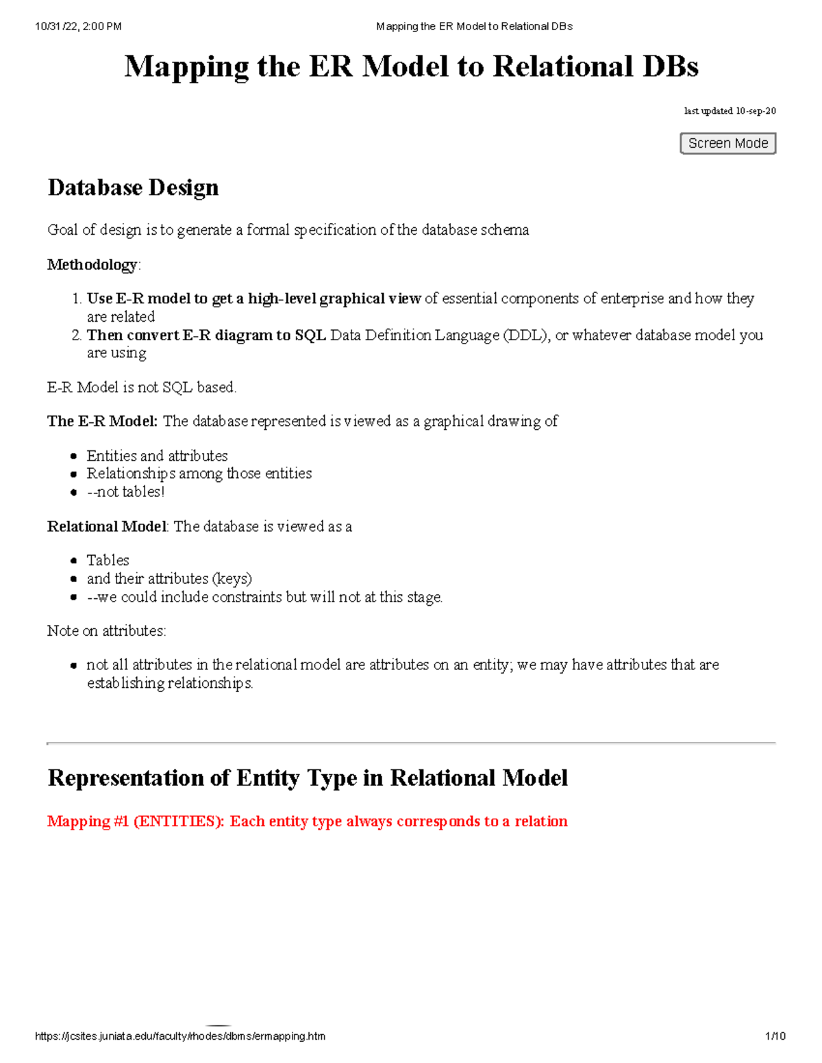 Mapping the ER Model to Relational DBs - The E-R Model: The database ...