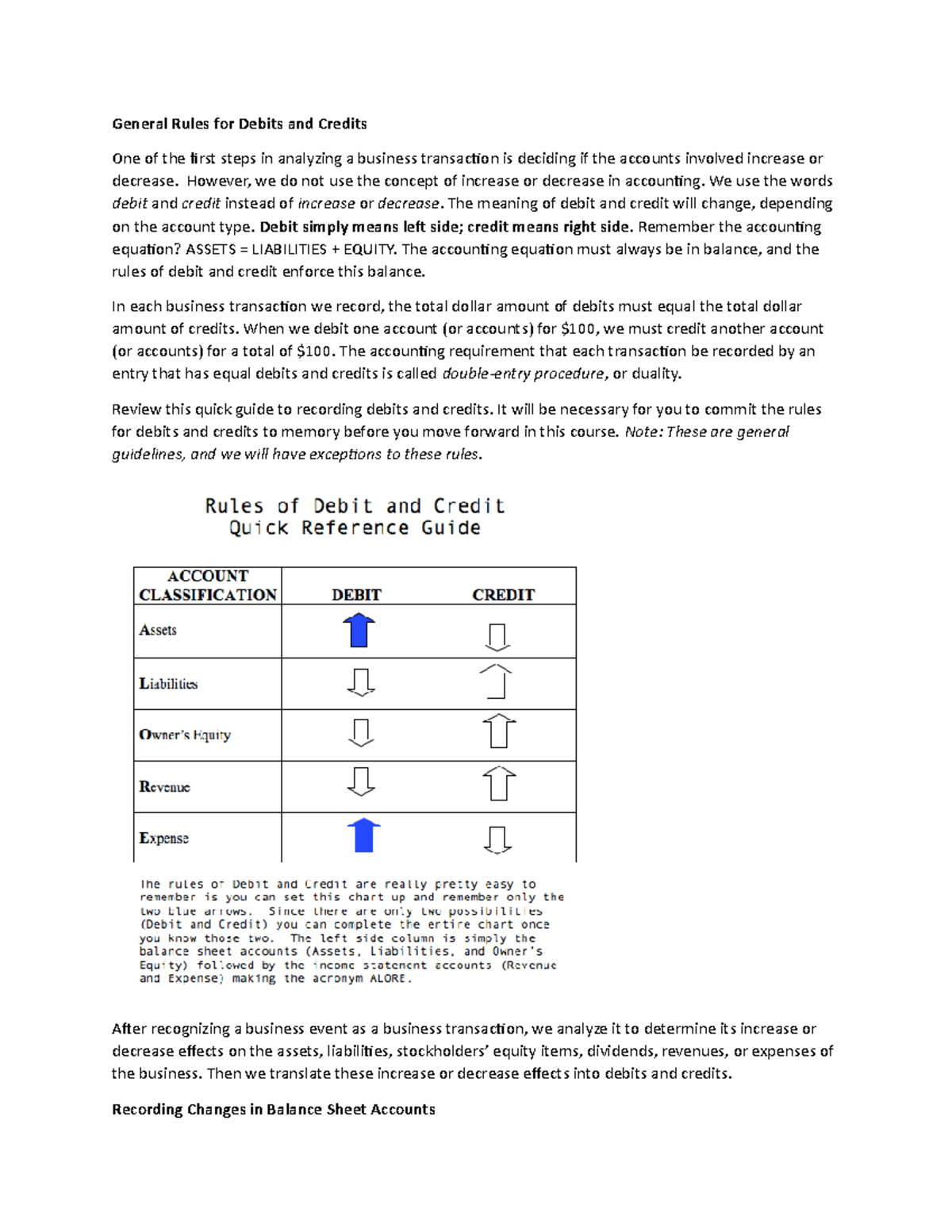 5. General Rules for Debits and Credits Notes - General Rules for