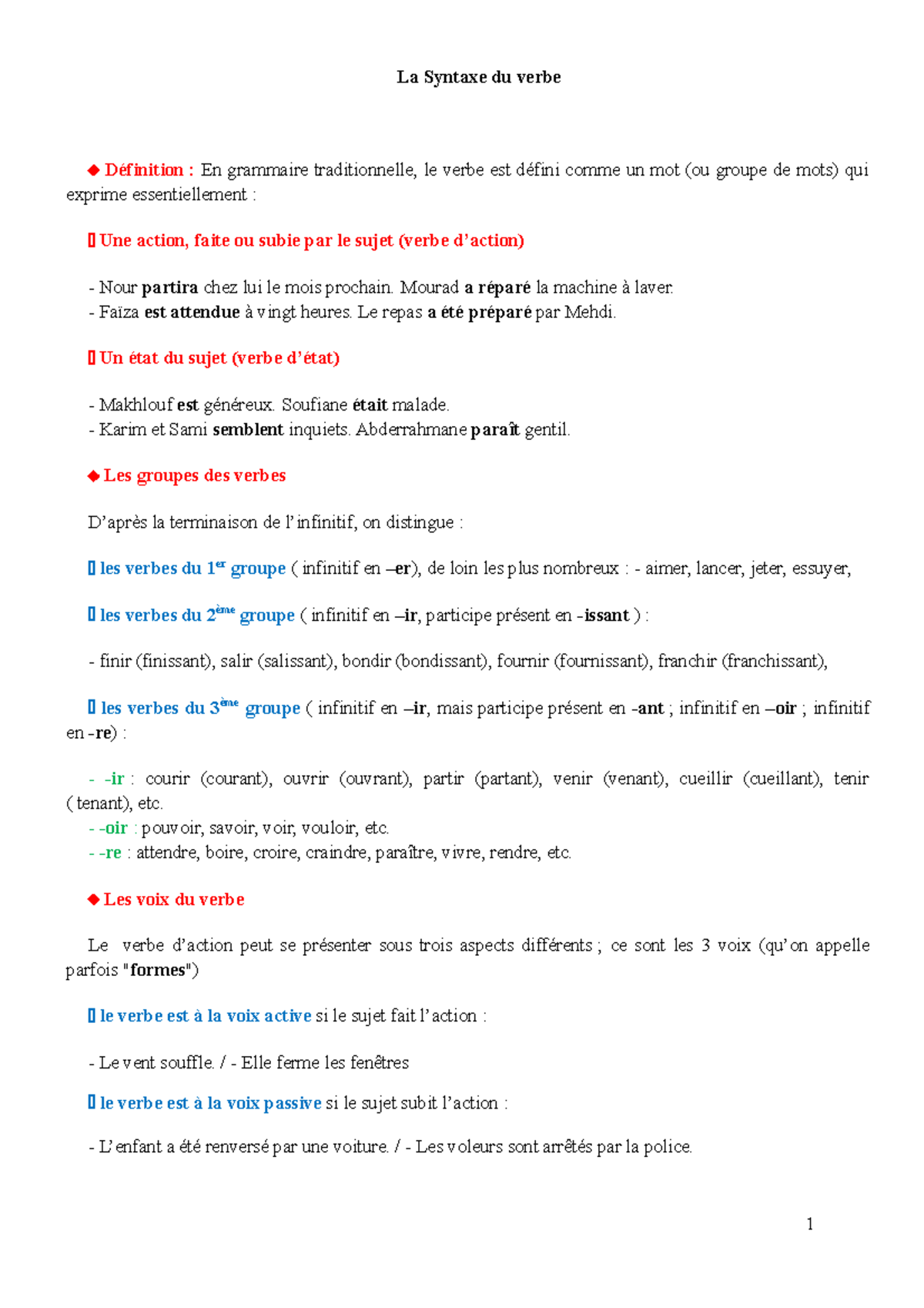 08 Suntaxe du Verbe La Syntaxe du verbe Définition En grammaire