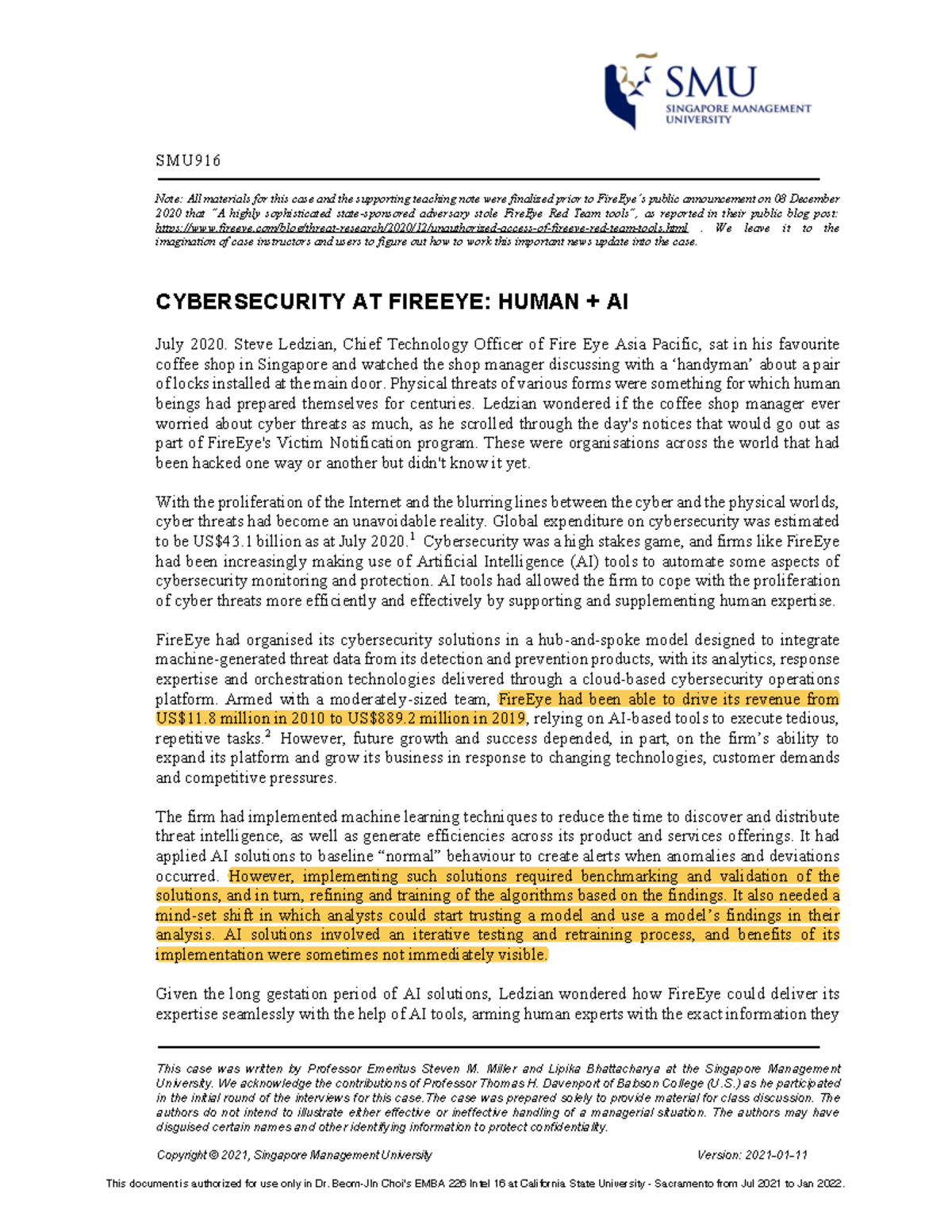 SMU916-PDF-ENG - case study - SMU This case was written by Professor ...