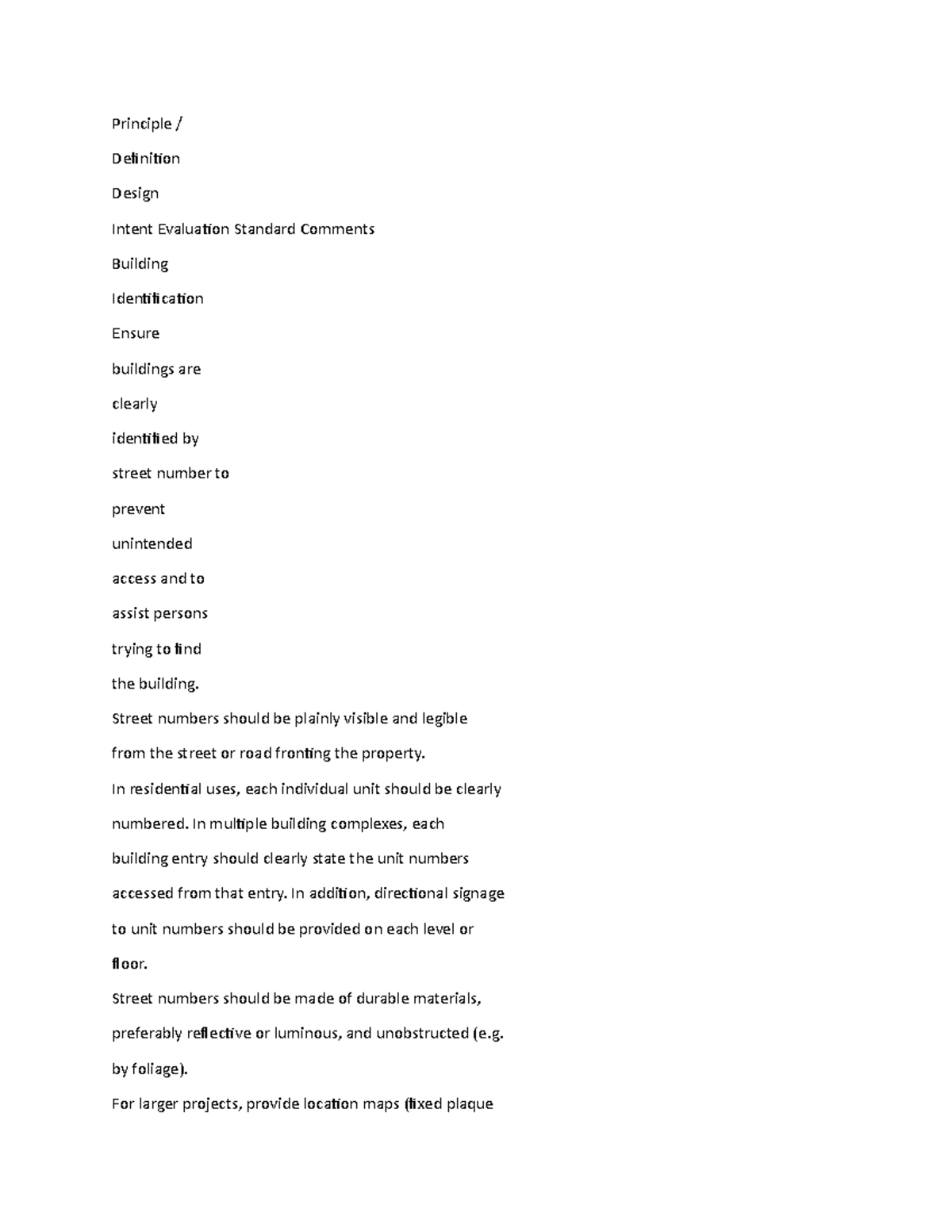 Cpted Performance Standard Checklist - Principle / Definition Design ...