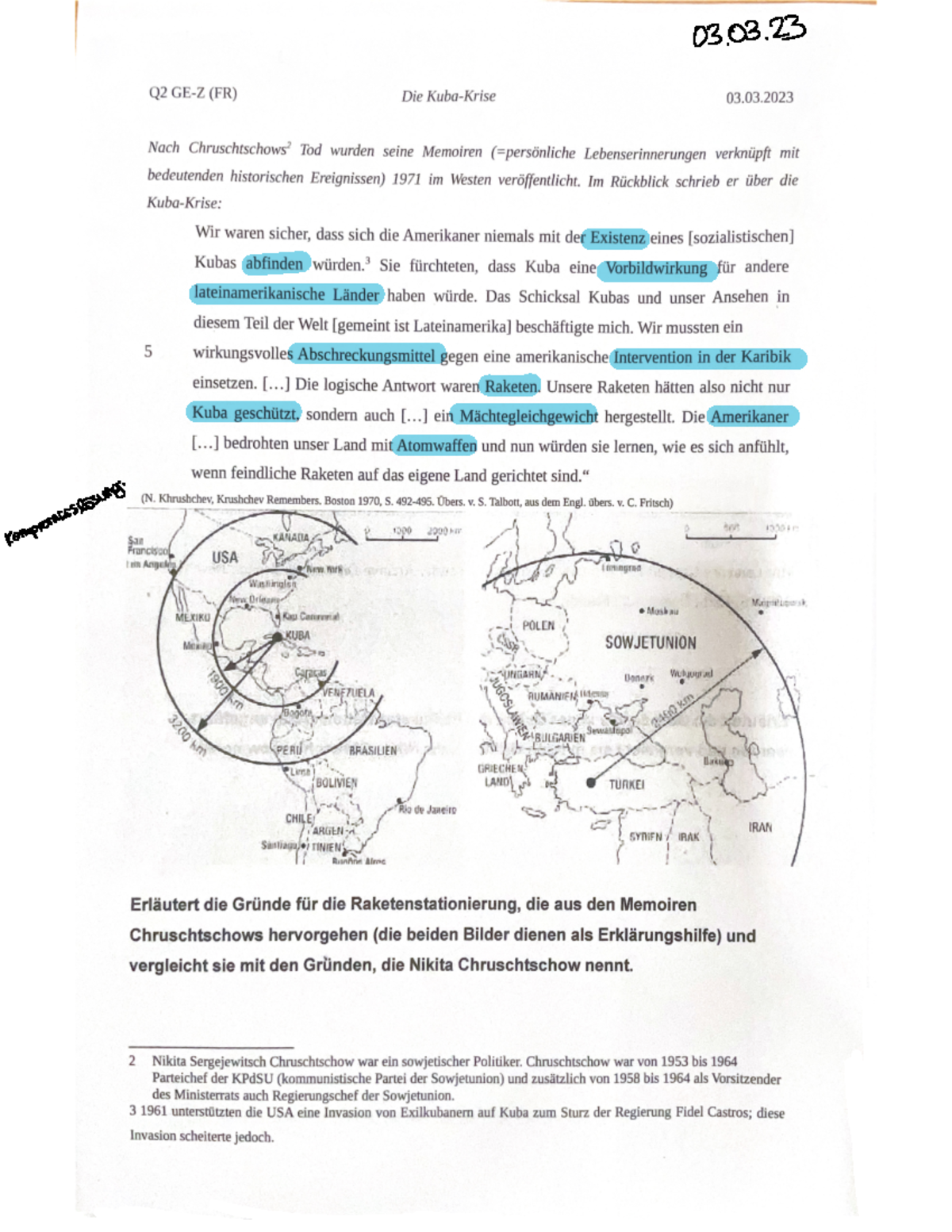 Die Kuba Krise - Wintersemester - Q2 GE-Z (FR) Die Kuba-Krise U3.U3