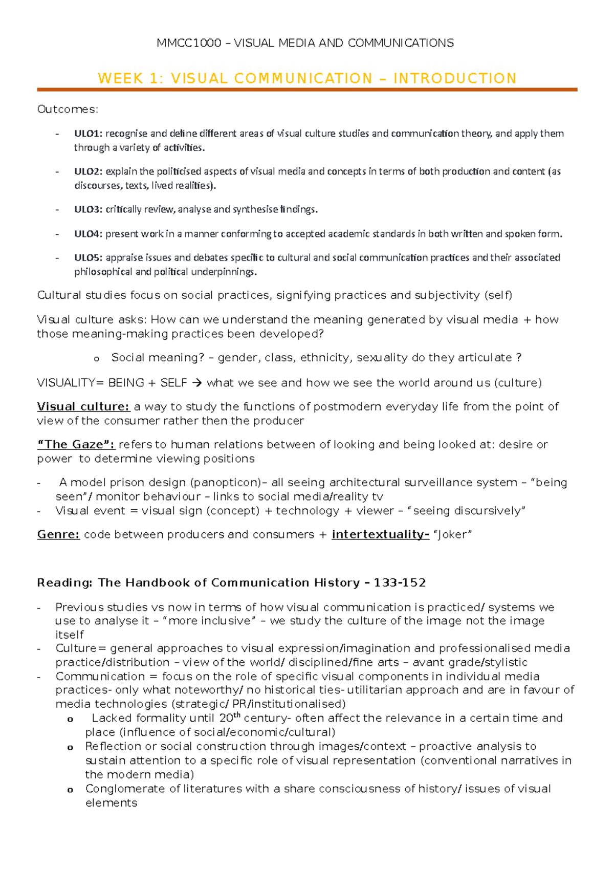 MMCC1000 - Visual Media AND Communications - WEEK 1: VISUAL ...