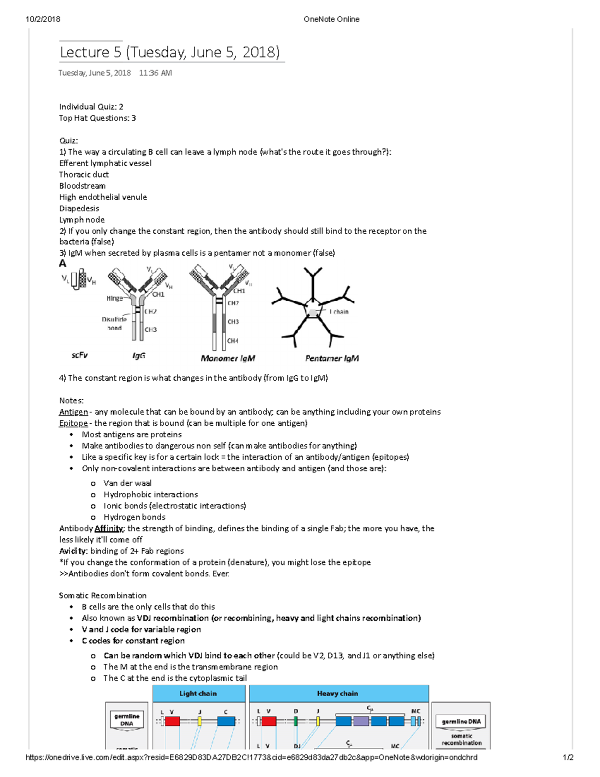 Lecture 5 Test 1 - OneNote Online Lecture 5 (Tuesday, June 5, 2018 ...