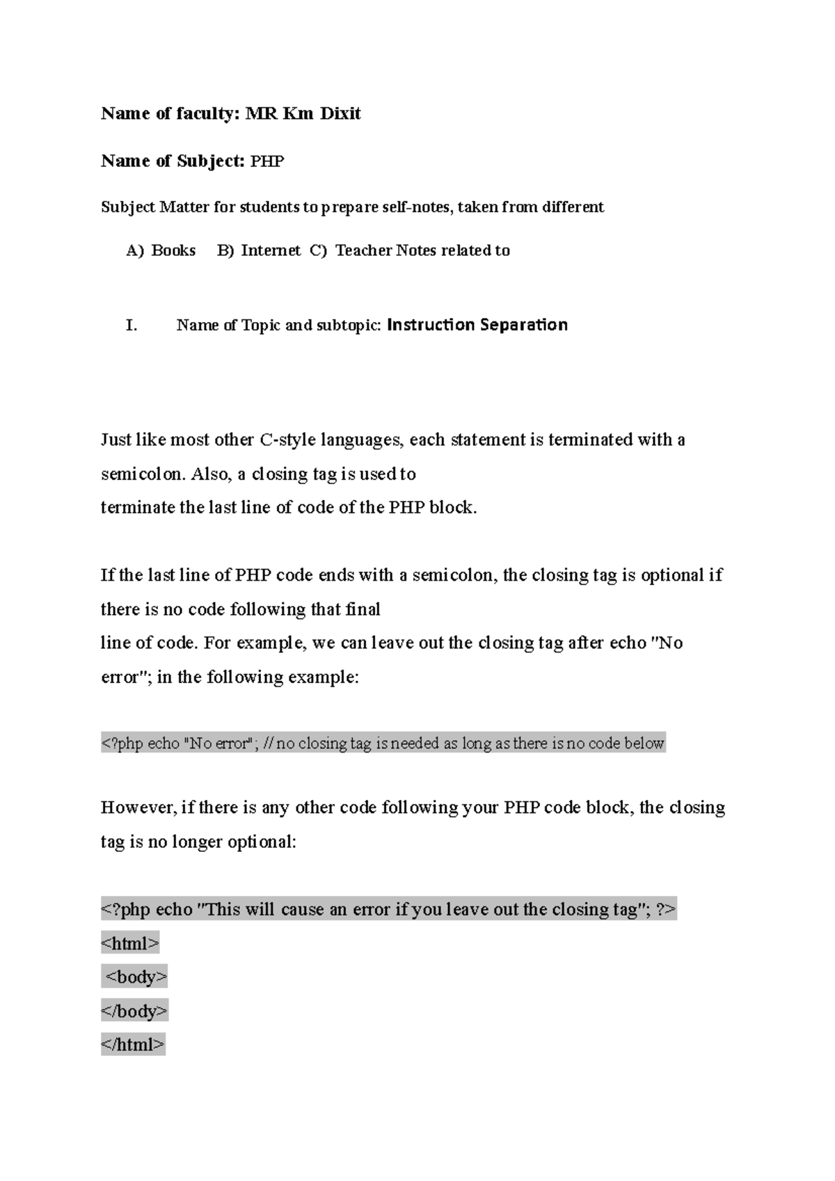 Php5 - Lecture notes PHP Notes - Studocu