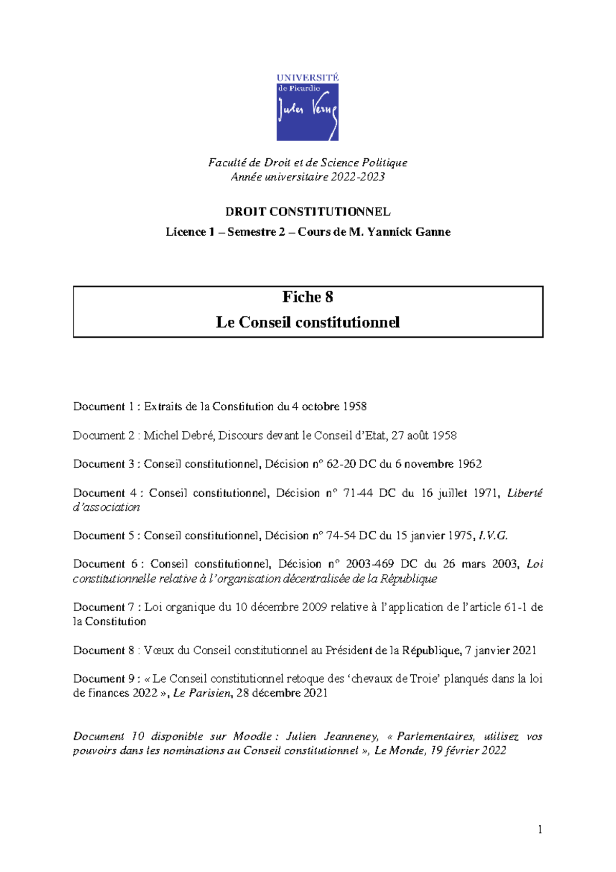 DC - Groupe B - 2022-2023 - Fiche 8 - Le Conseil Constitutionnel ...