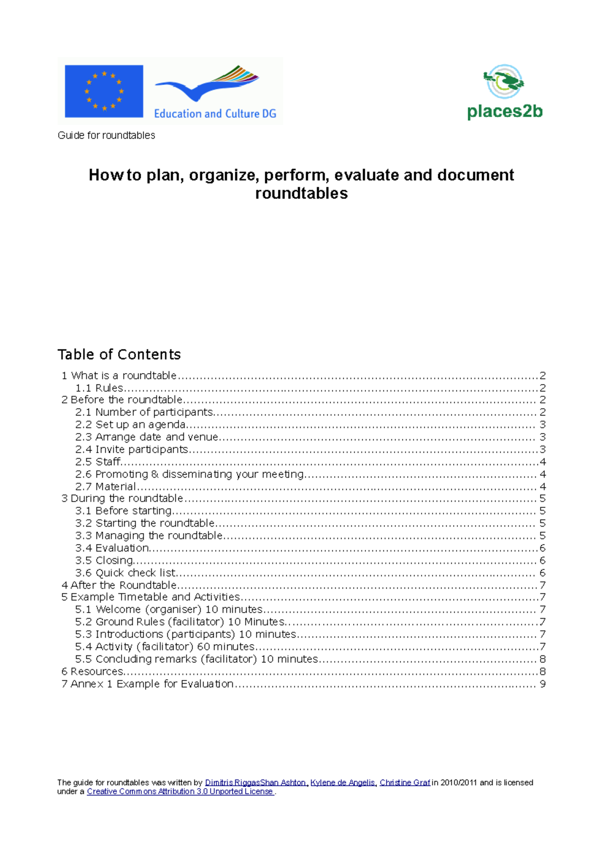 Guide roundtable New Guide for roundtables How to plan, organize