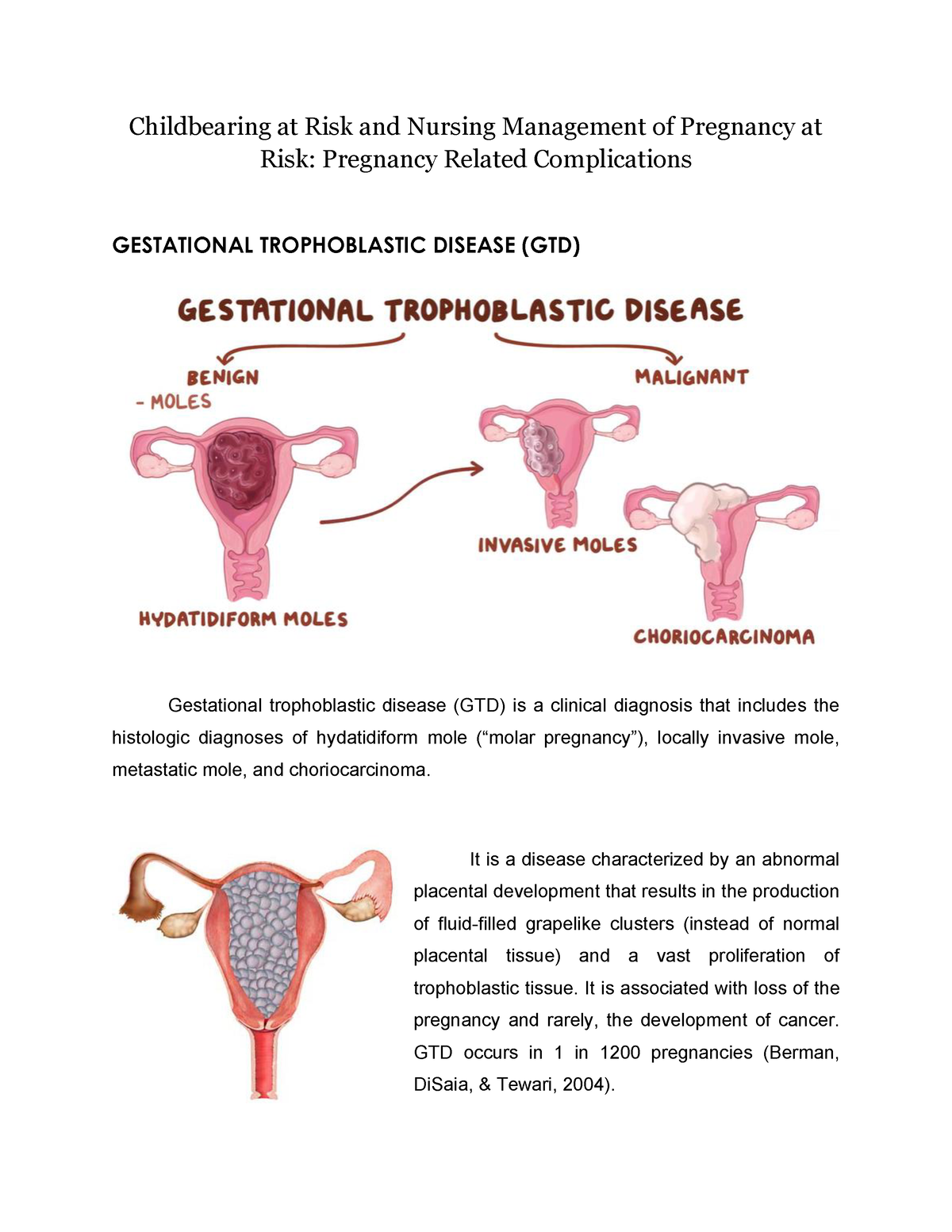 Gestational Trophoblastic Disease (GTD) - Childbearing At Risk And ...