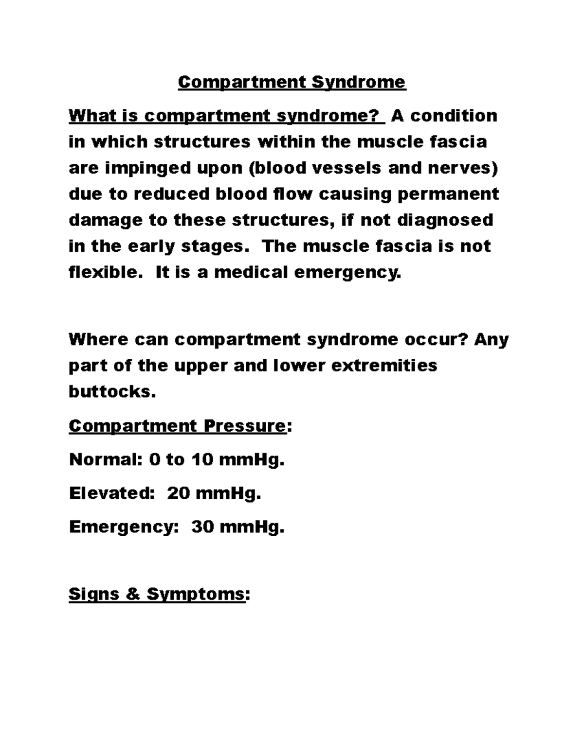 Compartment Syndrome Compartment Syndrome What is compartment