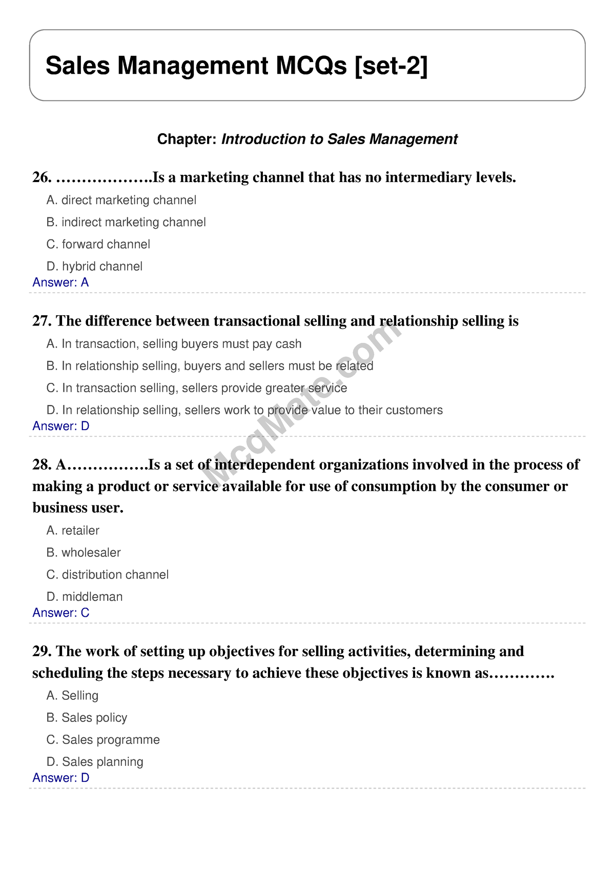 sales management essay questions