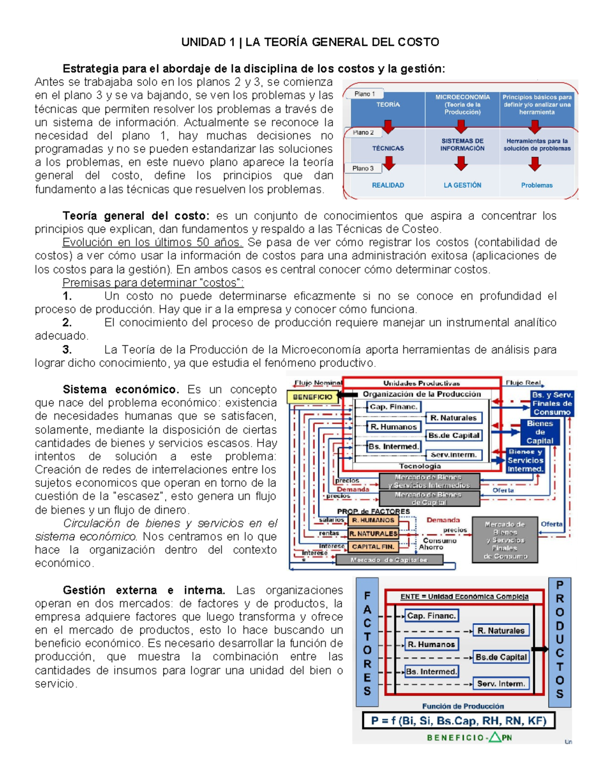 Unidad 1 - UNIDAD 1 | LA TEORÍA GENERAL DEL COSTO Estrategia para el ...