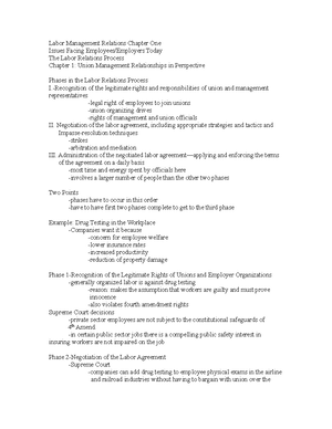 Labor+Chapter+5+Notes - Labor Relations Chapter 5 Notes; Why and How ...