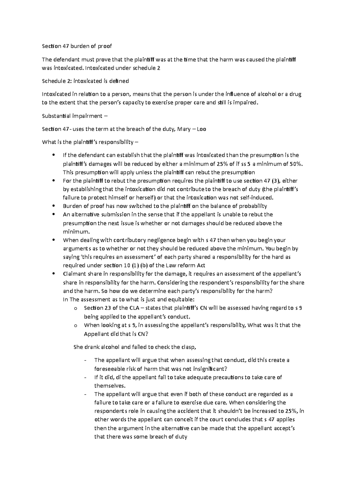 Section 47 burden of proof Section 47 burden of proof The defendant