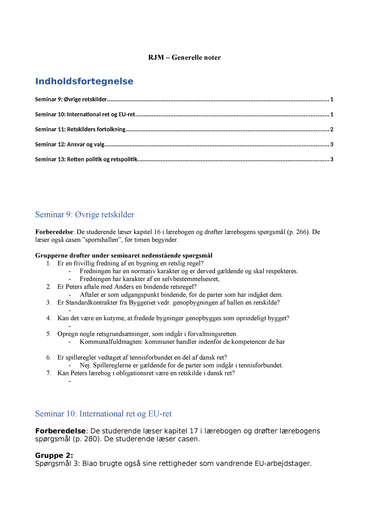 RJM - Generelle Noter - Resumé Retsystemet Og Juridisk Metode - RJM ...