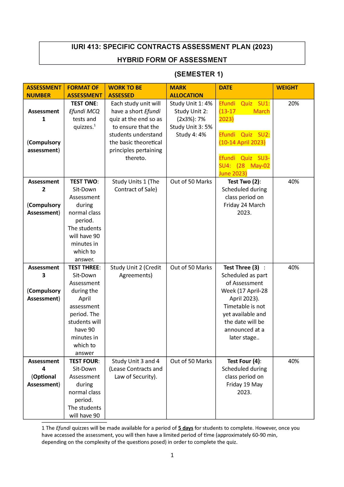 IURI 413 Provisional Assessment Plan 20.2.2023 - IURI 413: SPECIFIC ...