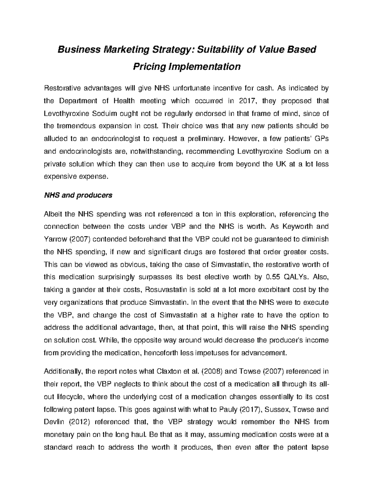 Business Marketing Strategy: Suitability of Value Based Pricing ...