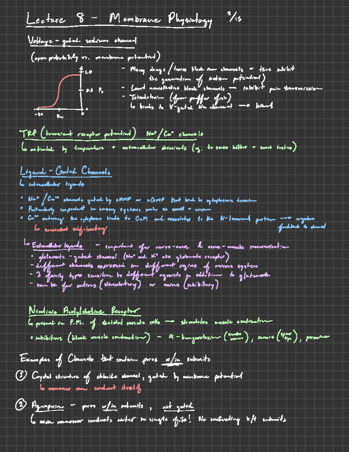 Lecture 8 - Membrane Physiology -fare 8 - Membrane Physiology 