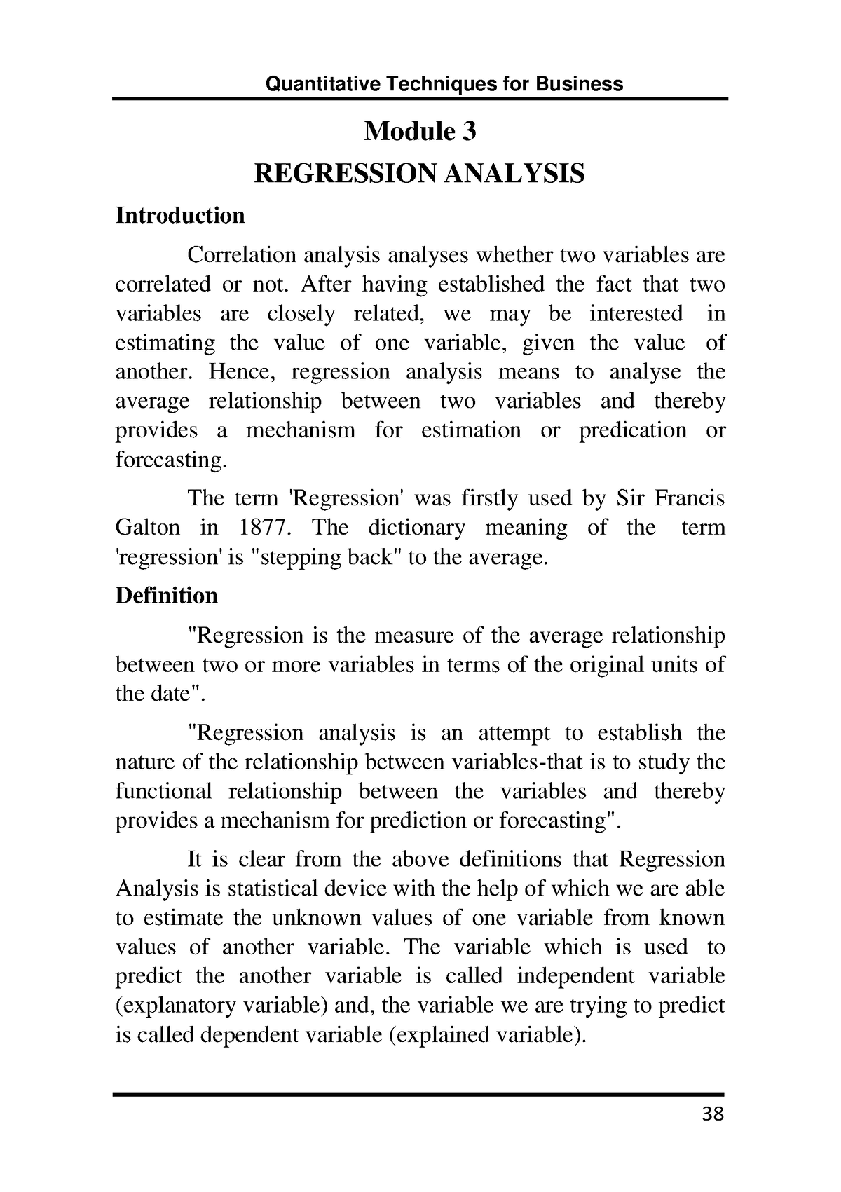 regression analysis in quantitative research