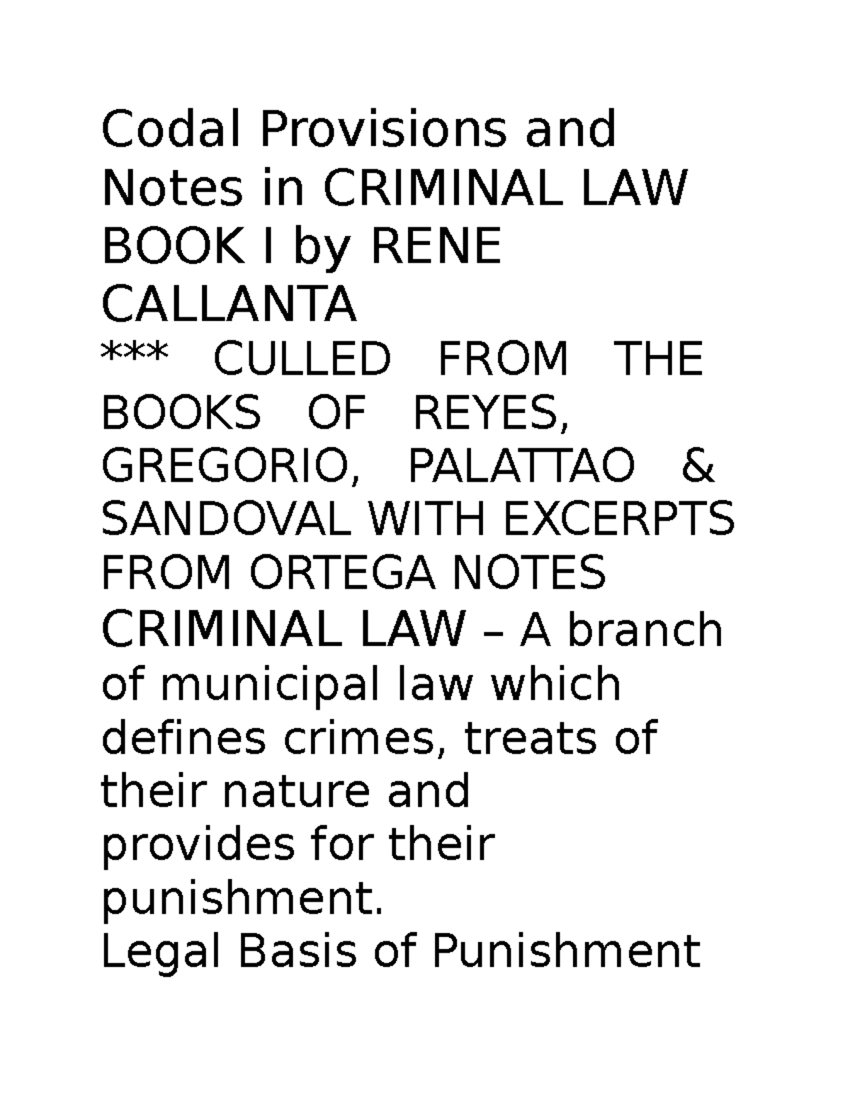 Codal Provisions and Notes in Criminal LAW BOOK I by RENE - Codal ...