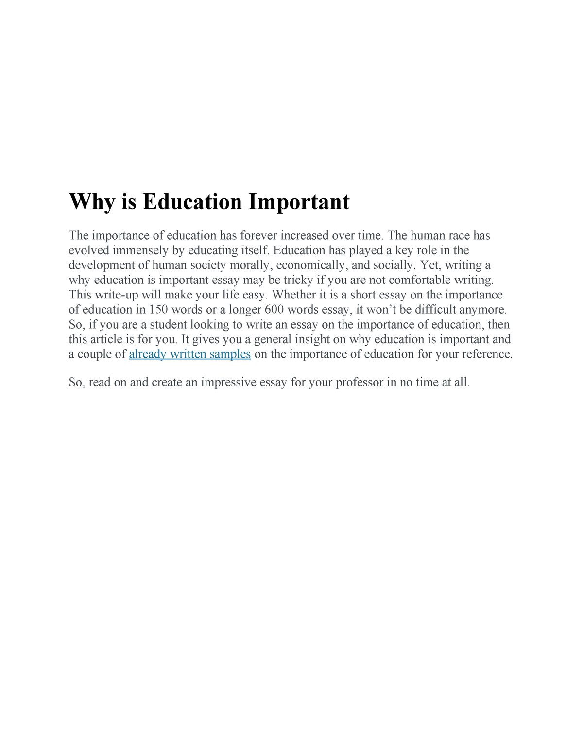 persuasive essay why is education important in our society summary