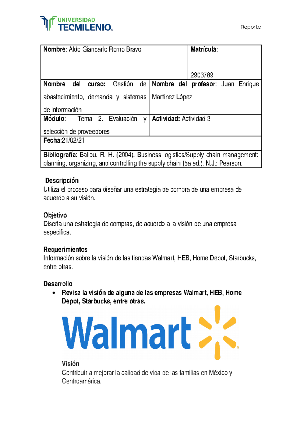 Act 3 Abastecimientos Aldo Nombre Aldo Giancarlo Romo Bravo Matricula Nombre Del Studocu