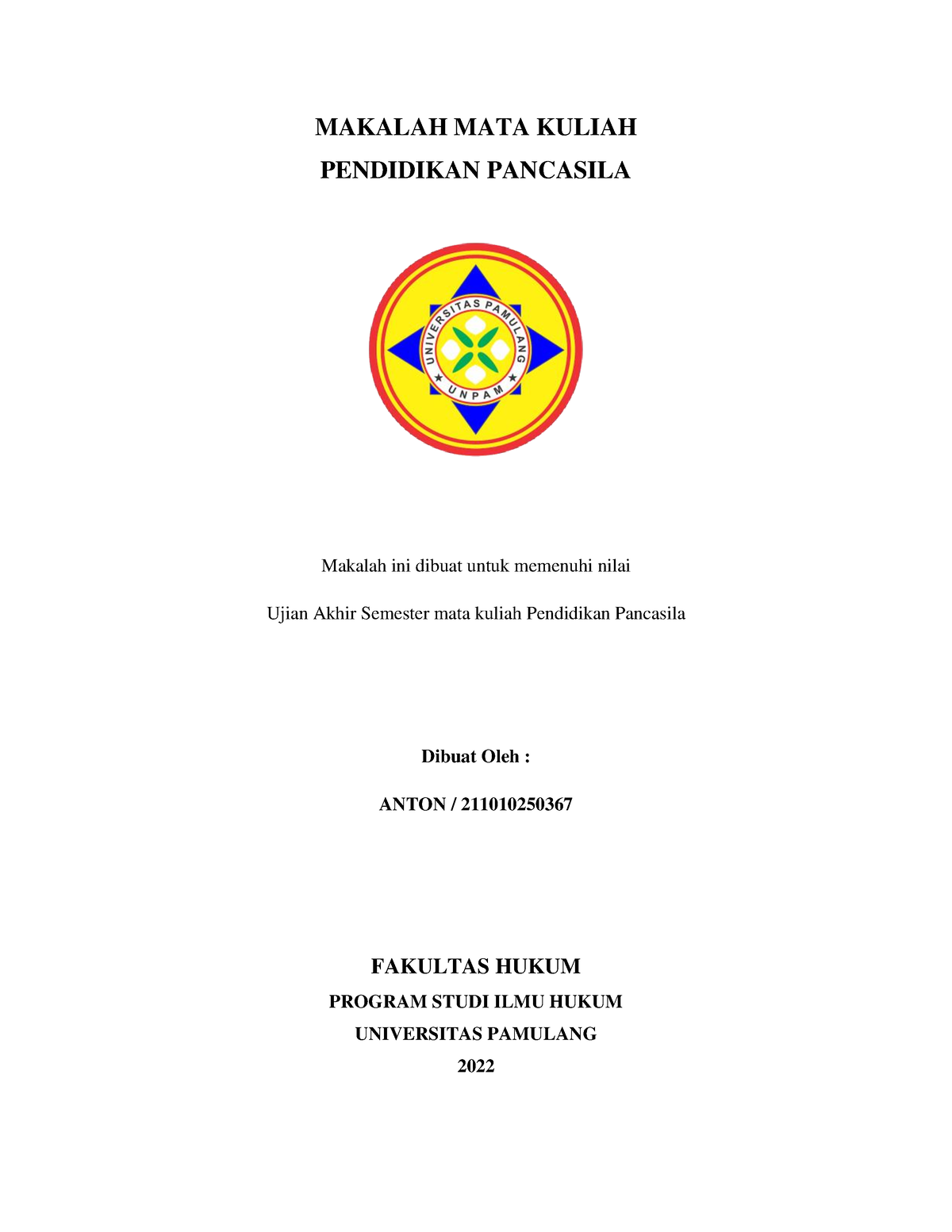 Tugas Makalah Pancasila - MAKALAH MATA KULIAH PENDIDIKAN PANCASILA ...