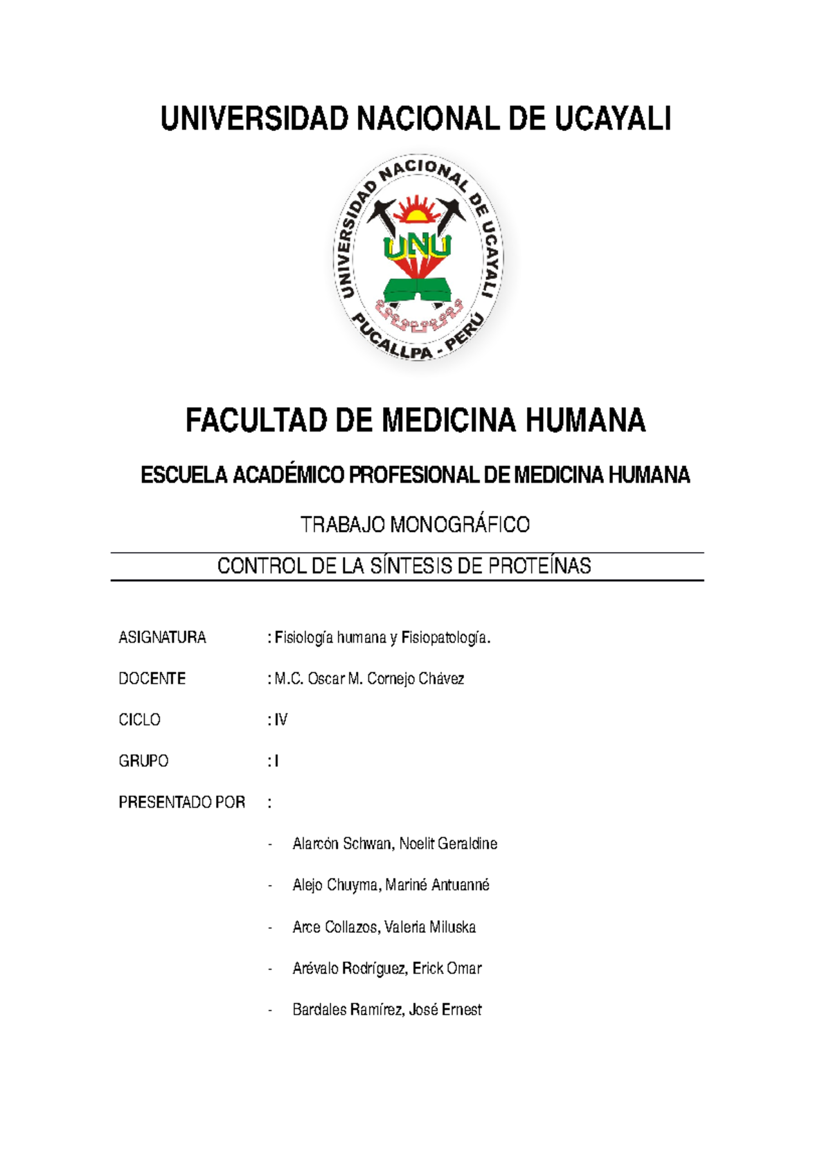 Control De Sintesis De Proteinas Studocu