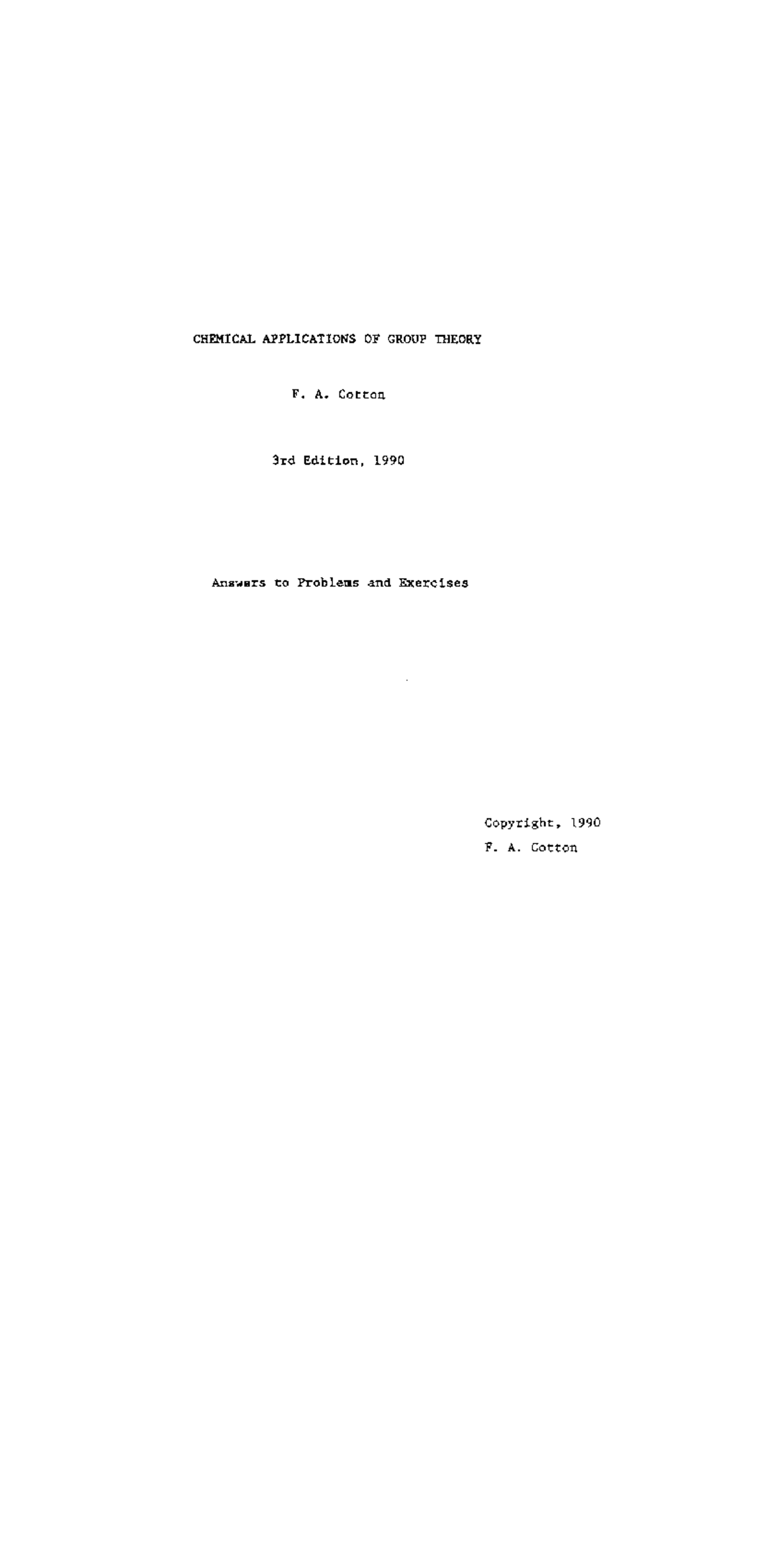 307080438 Chemical Application of Group Theory Solutions Cotton Teoría de Grupos Studocu