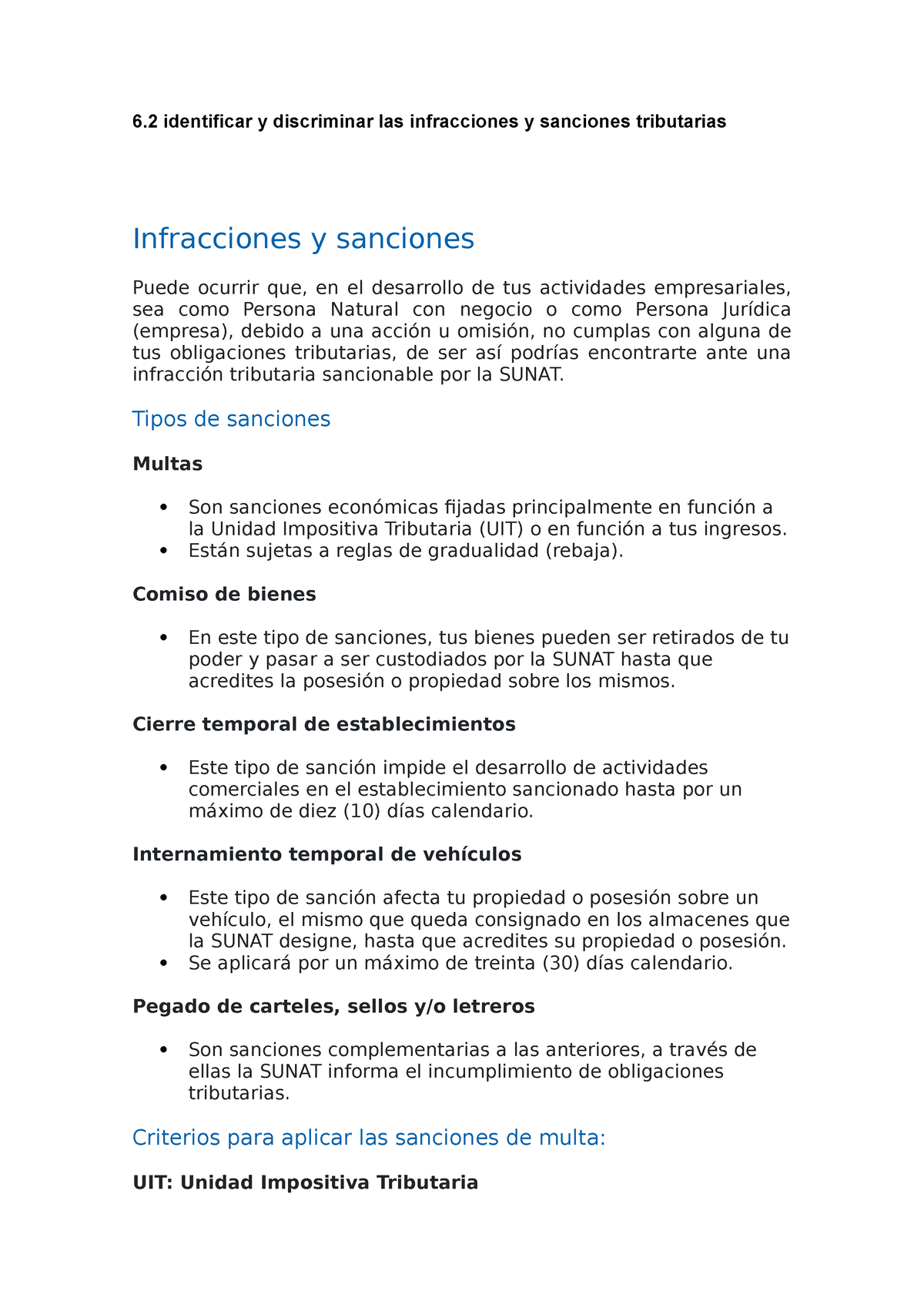 6 Apuntes 6 Identificar Y Discriminar Las Infracciones Y Sanciones