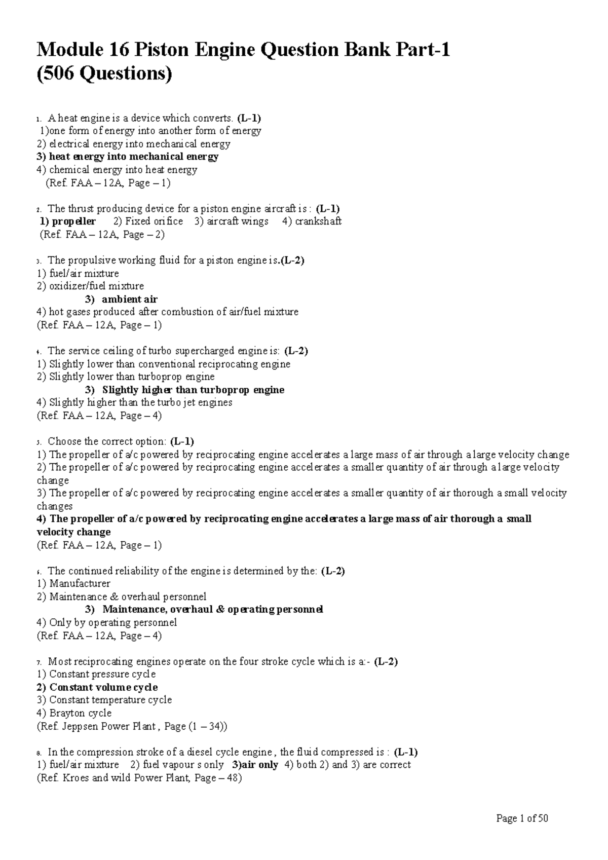 Modules 16 Part1 124 Page 1 Of 50 Module 16 Piston Engine Question modules-16-part1-124-page-1-of-50-module-16-piston-engine-question
