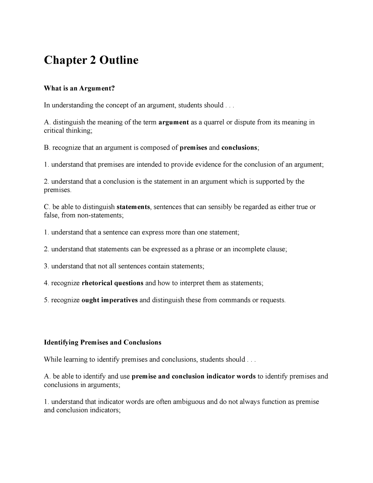 Lecture Notes Chapter 2 Arguments Chapter 2 Outline What Is An Argument In Understanding The 6860