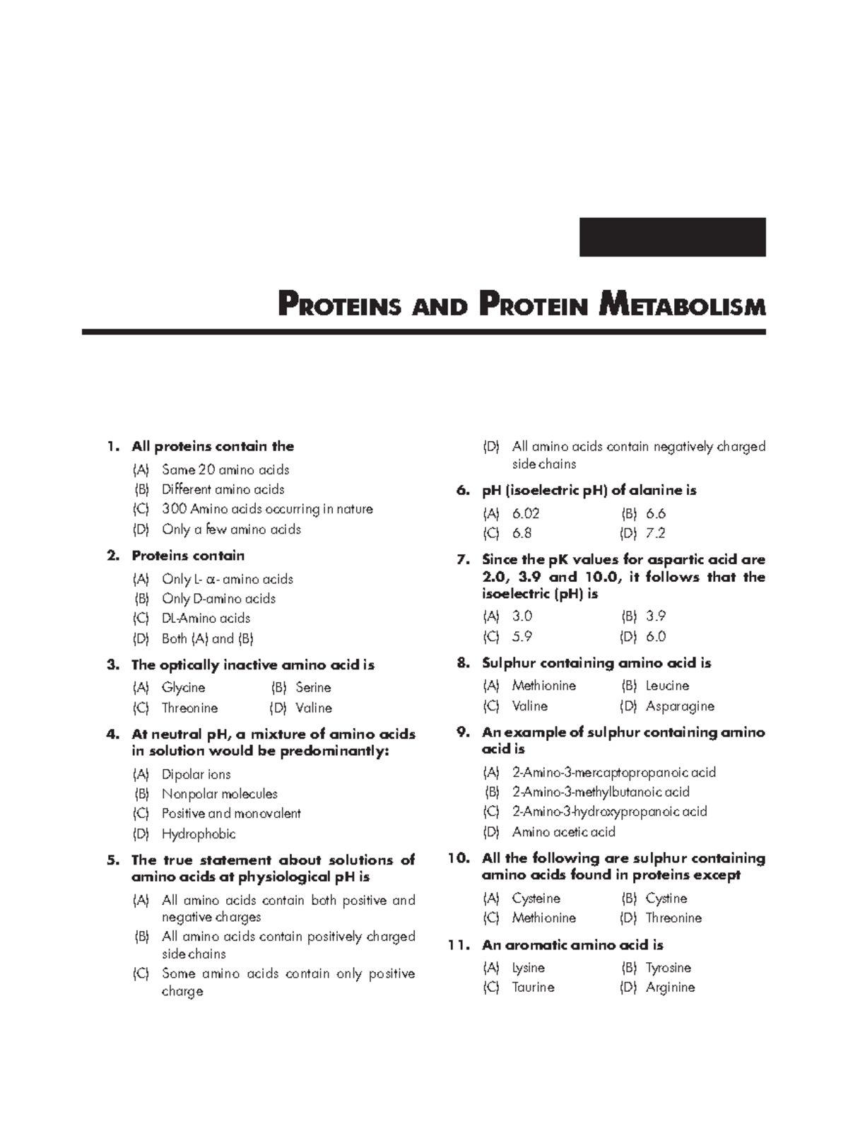 Protein mcq Important practise questions for internal as well as