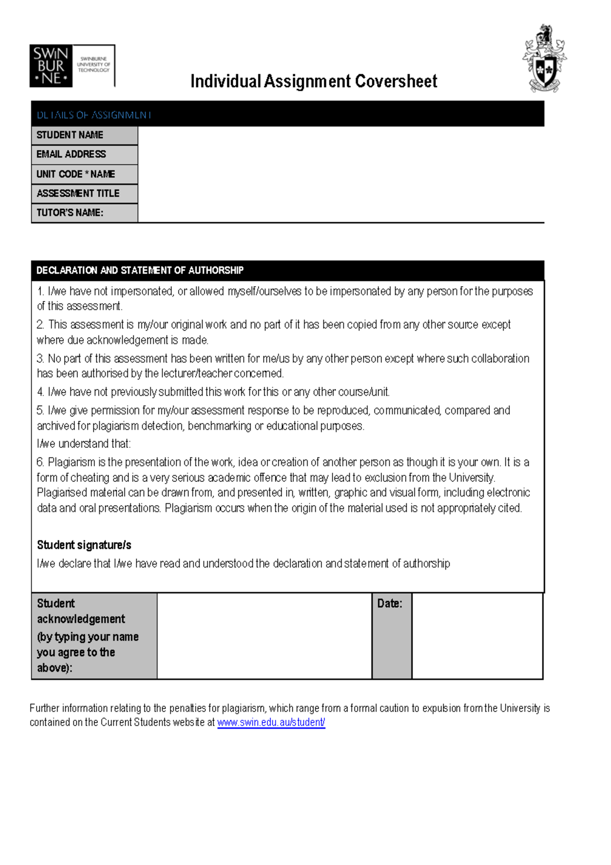 types of undercover assignment