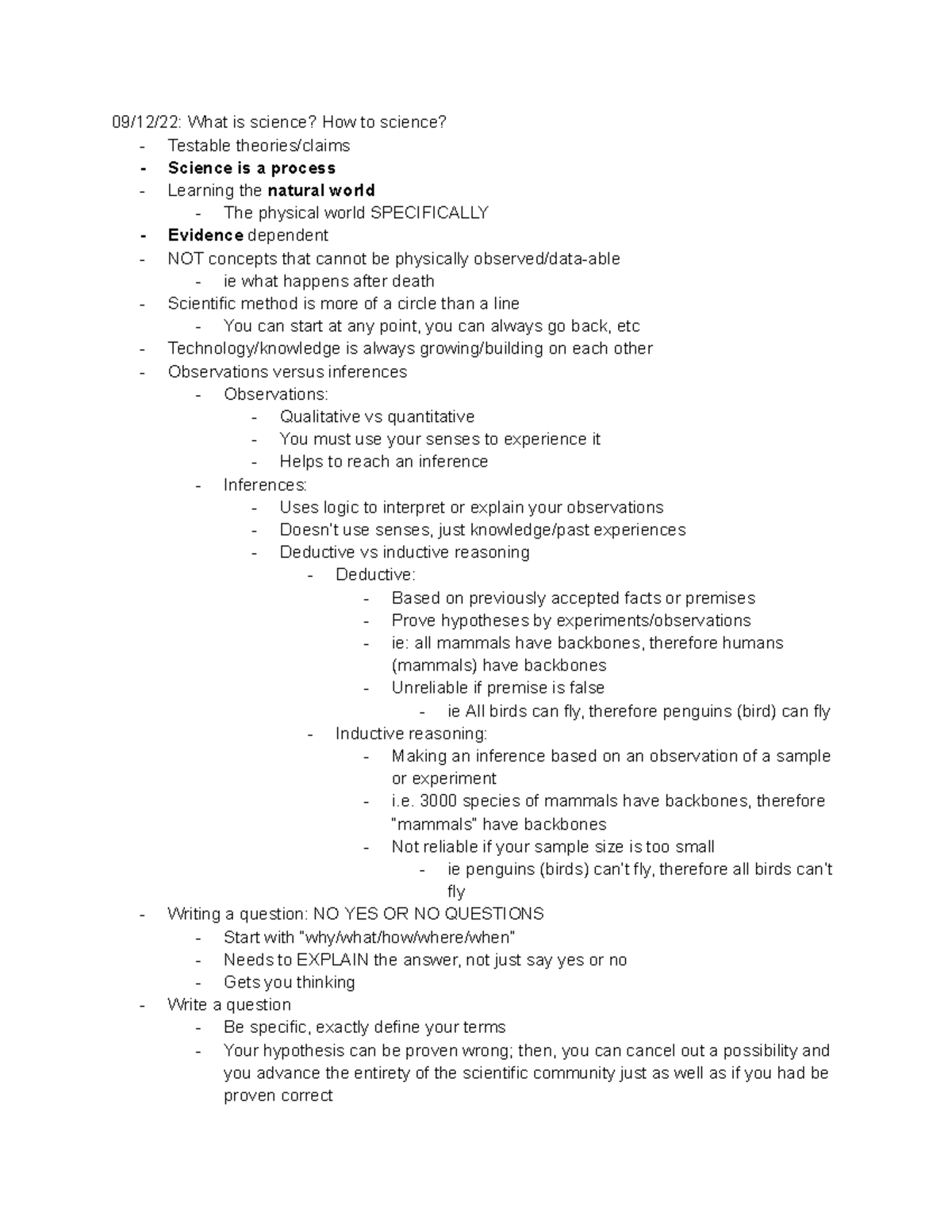 9 12 22 LFSC Notes What Is Science How To Science 09 12 22 What