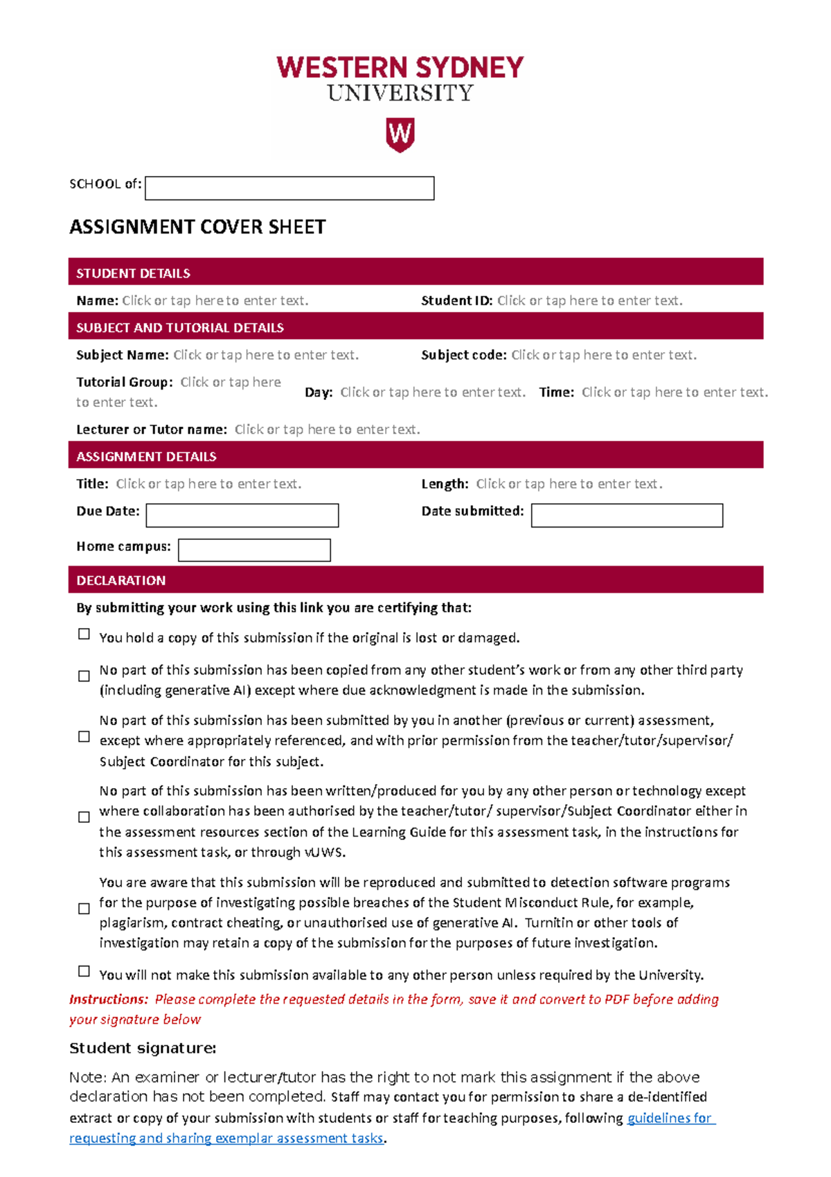 Assignment Cover Sheet Finalv 4-040823 - SCHOOL of: ASSIGNMENT COVER ...