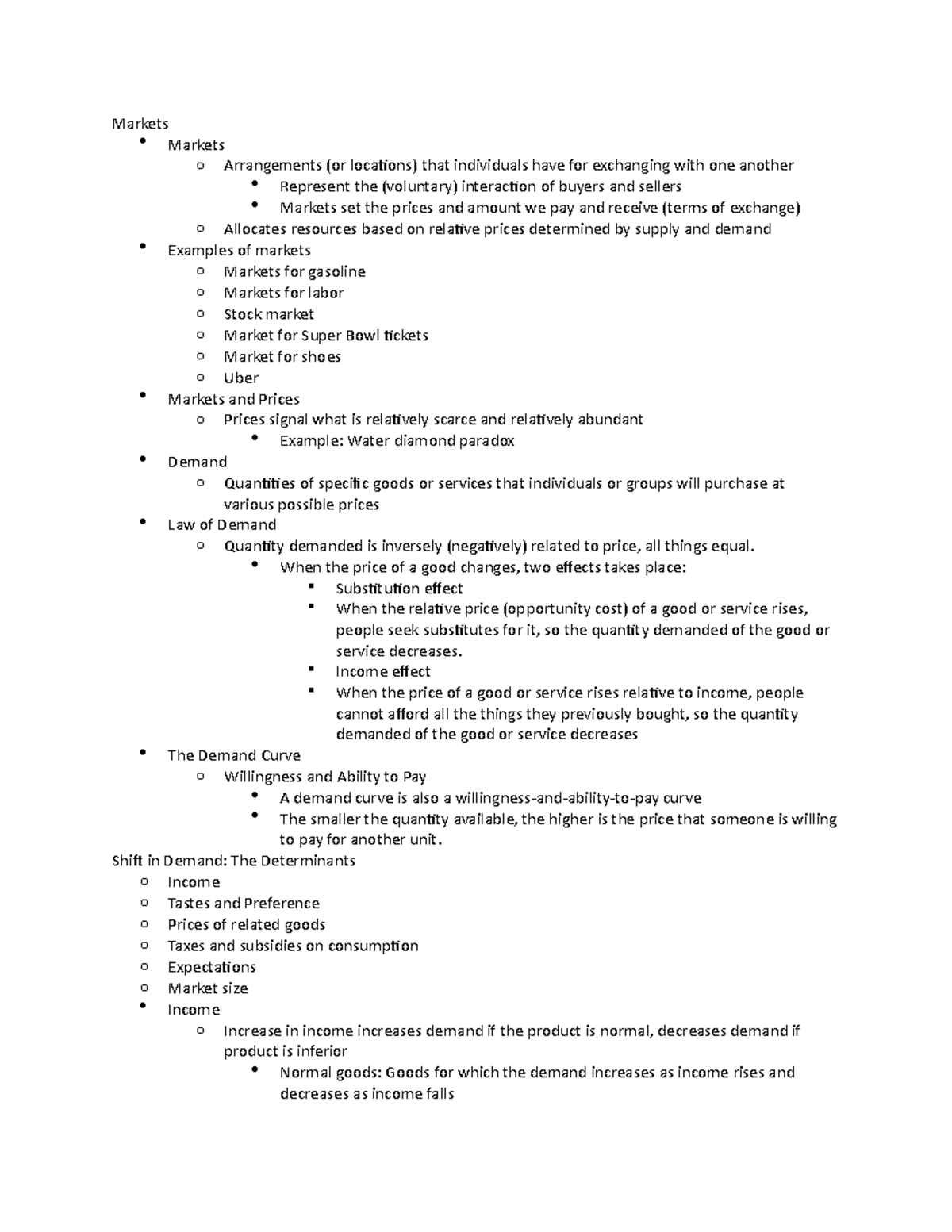 Module 3 - Markets Markets o Arrangements (or locations) that ...