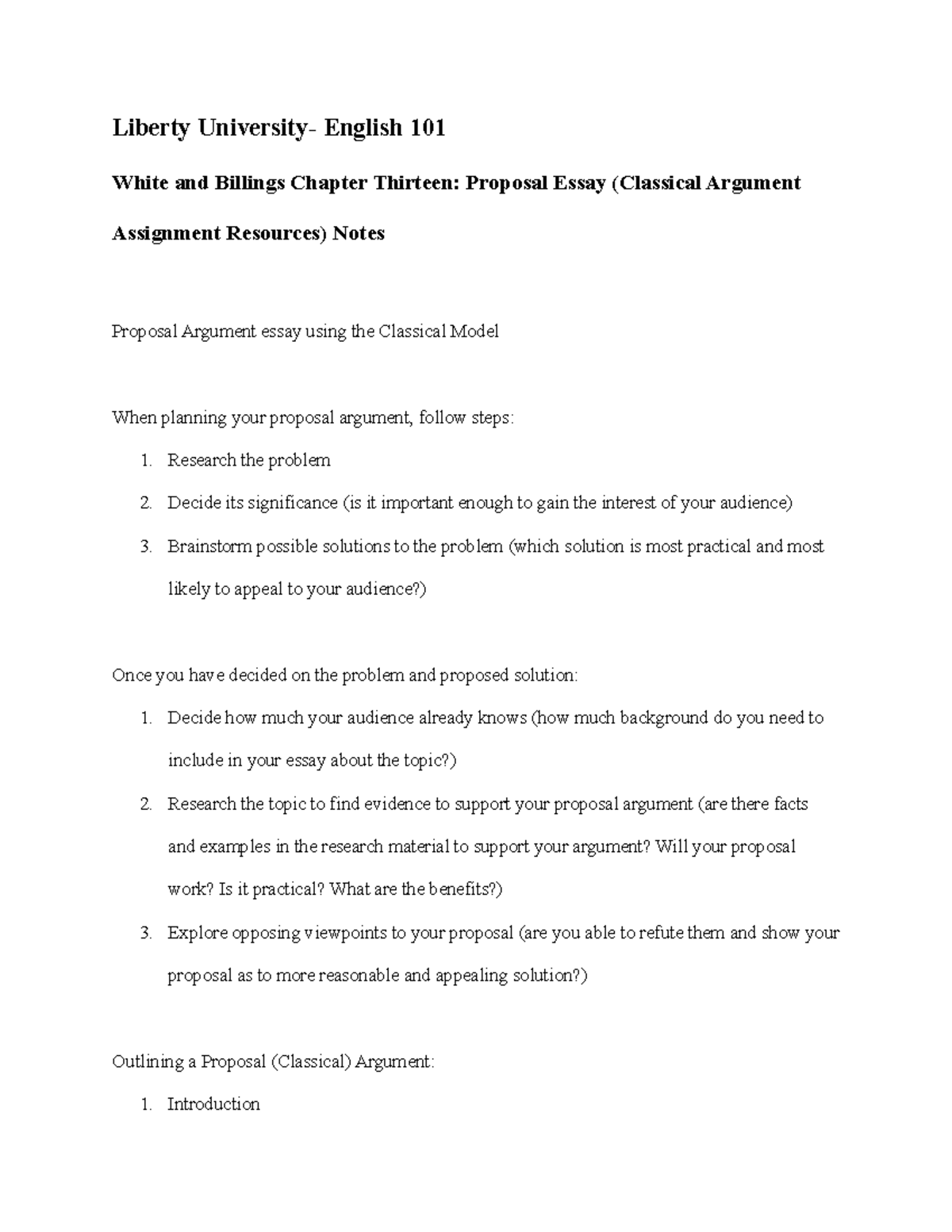 English Chapter Thirteen Notes - Liberty University- English 101 White ...
