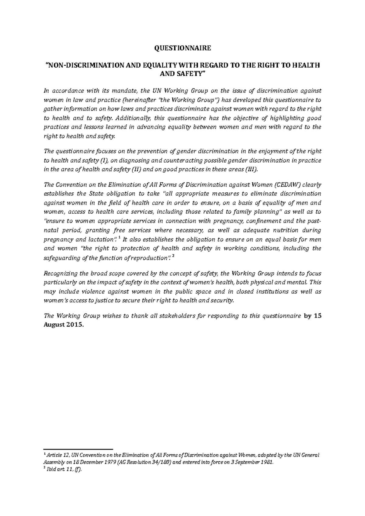 BGRF Rodilnitza Bulgaria 1 - QUESTIONNAIRE “NON-DISCRIMINATION AND ...