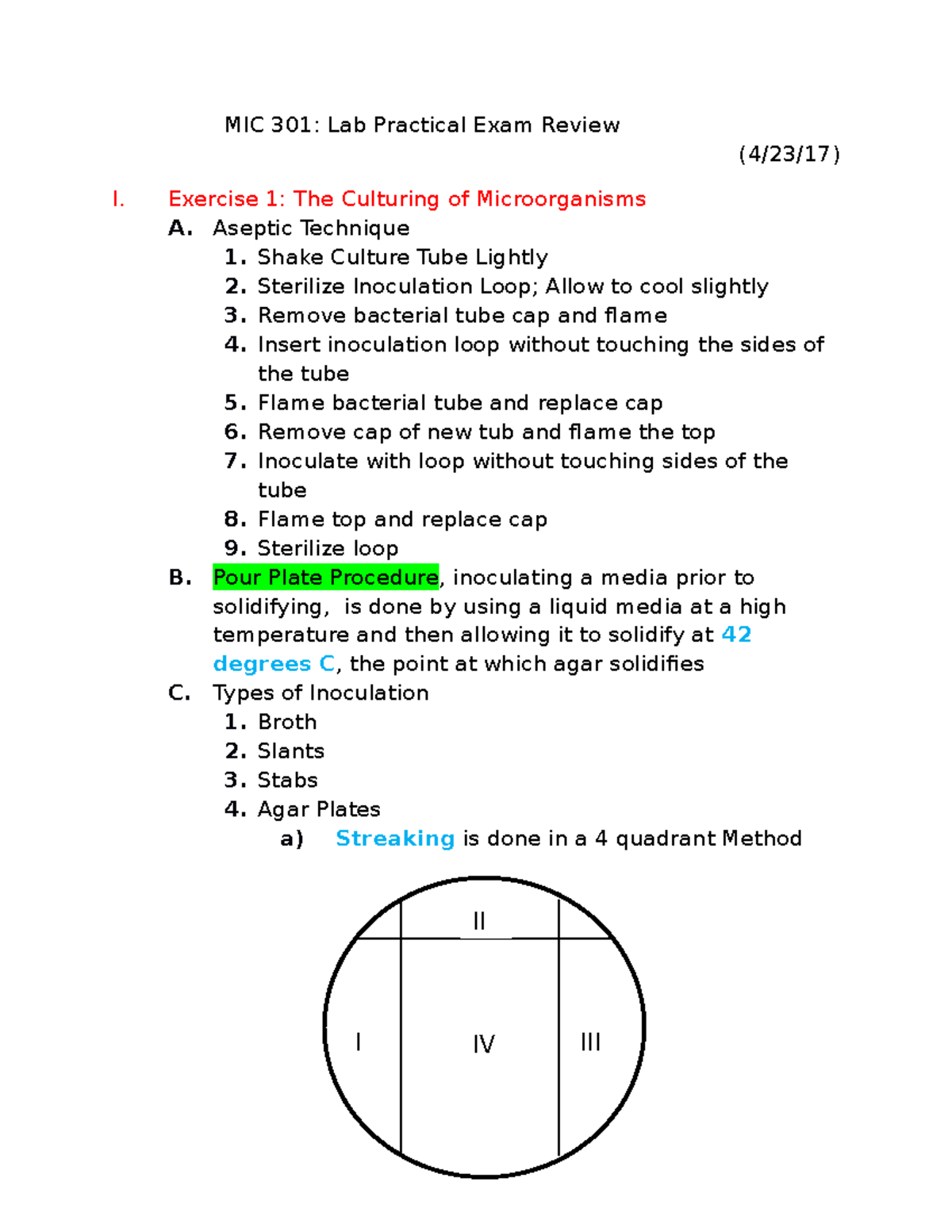 MIC 301 Lab Practical Exam Review (Final Lab Practical Review) MIC