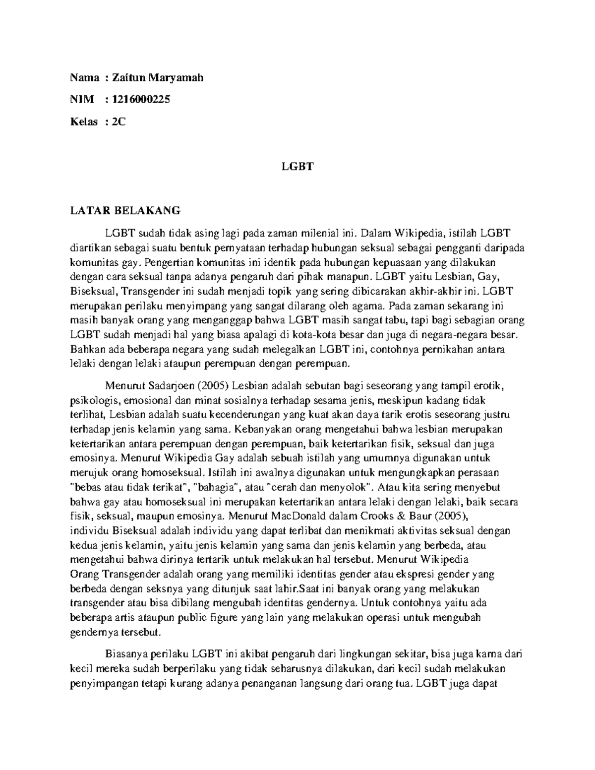 lgbt reflection essay tagalog