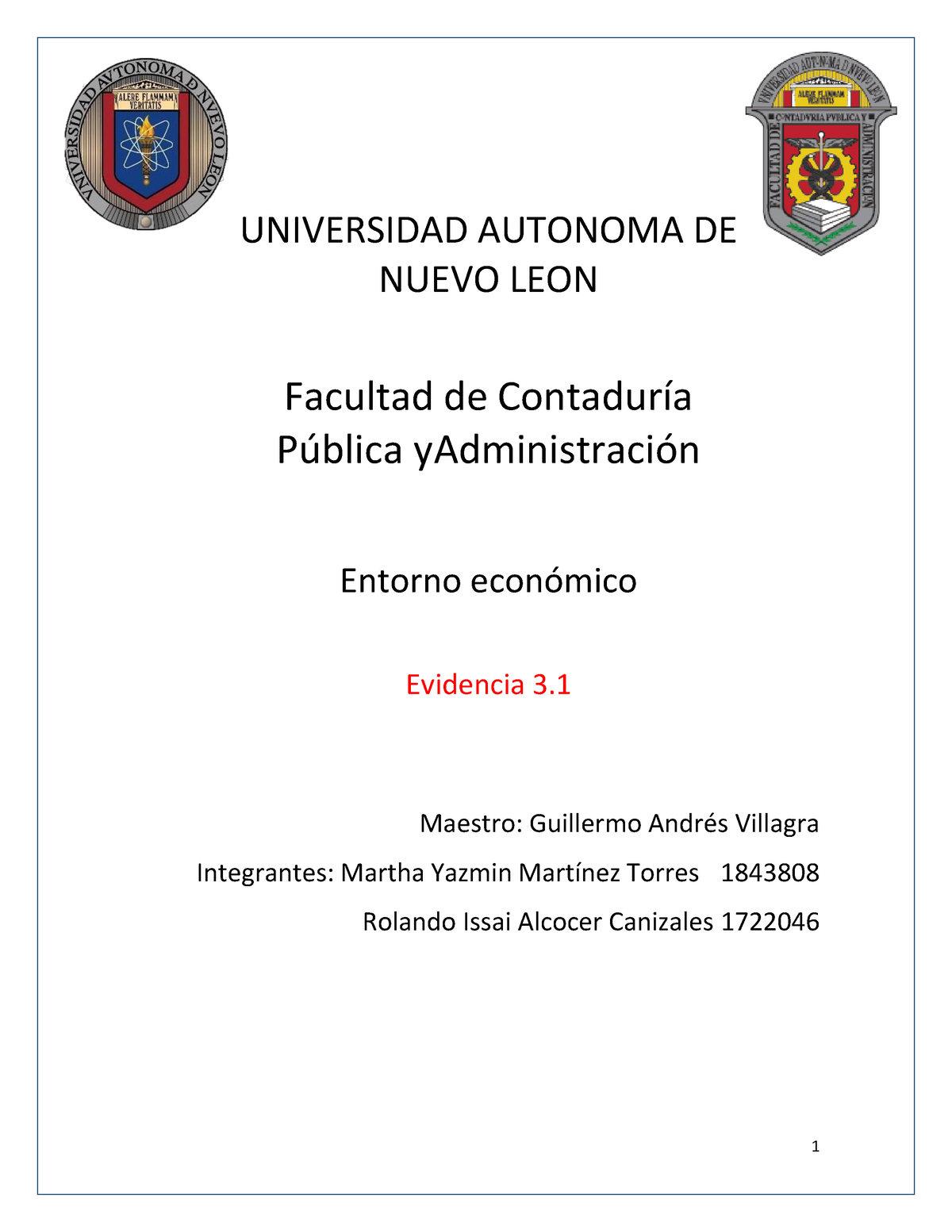 Evidencia 31 Universidad Autonoma De Nuevo Leon Facultad De ContadurÌa P ̇blica 3299