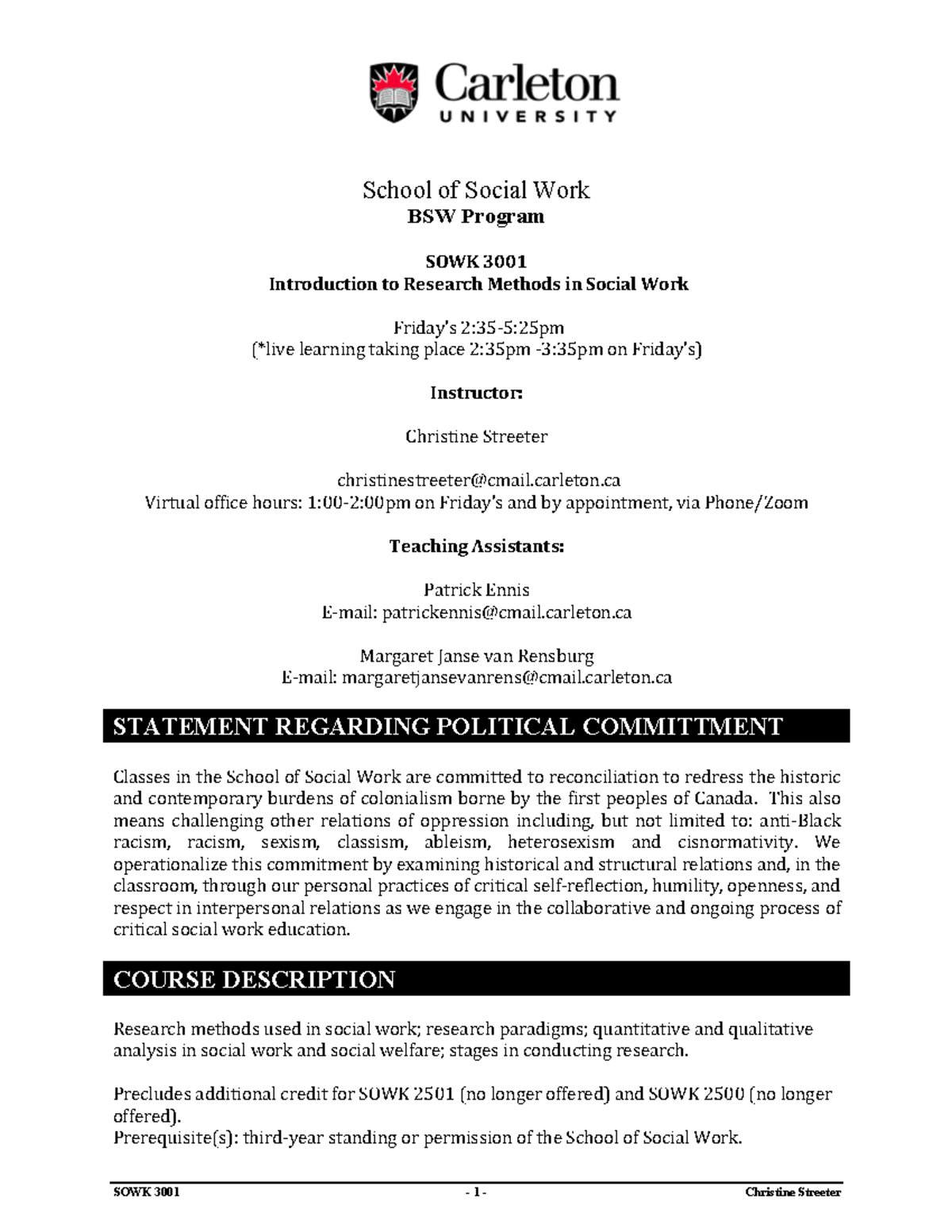 social work research methods syllabus