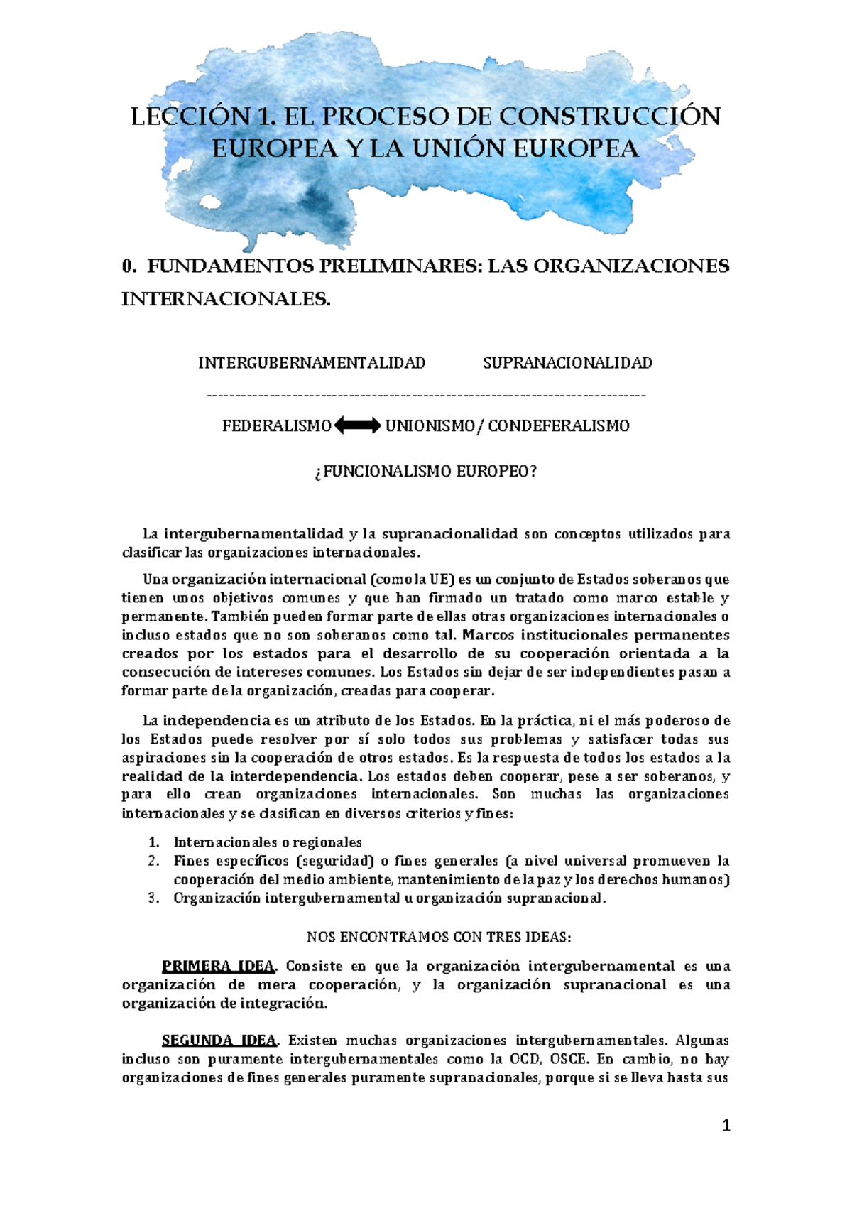 Lección 1. El proceso de construcción europea y la unión europea ...