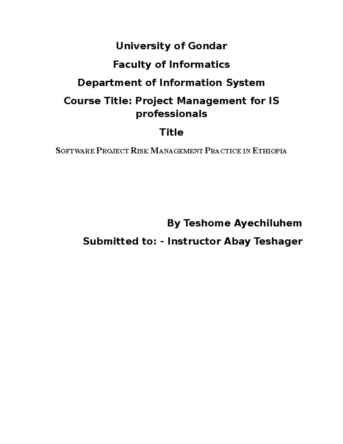 Article Review 2 - Lecture notes 1,2,3 - University of Gondar Faculty ...
