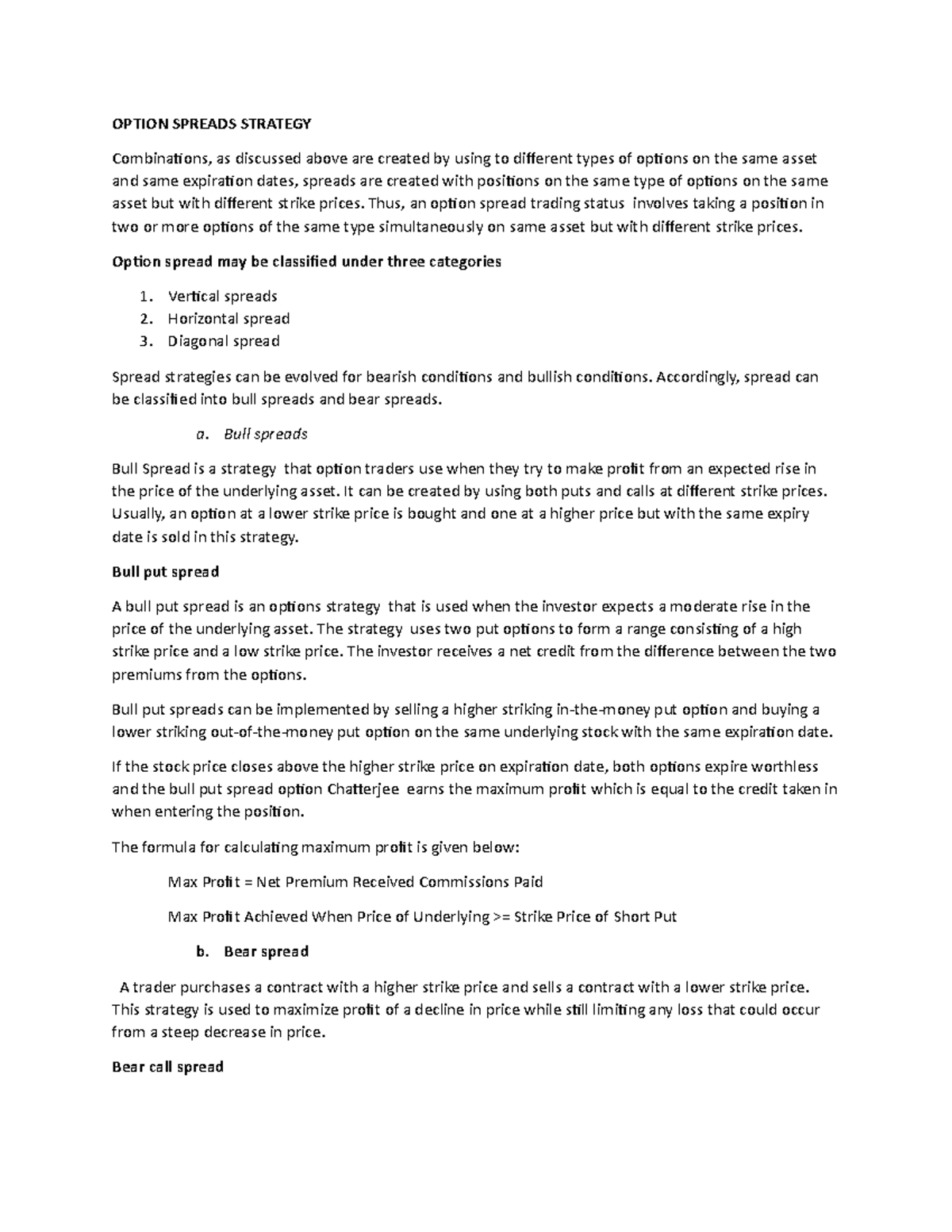 Option spread strategy - OPTION SPREADS STRATEGY Combinations, as ...