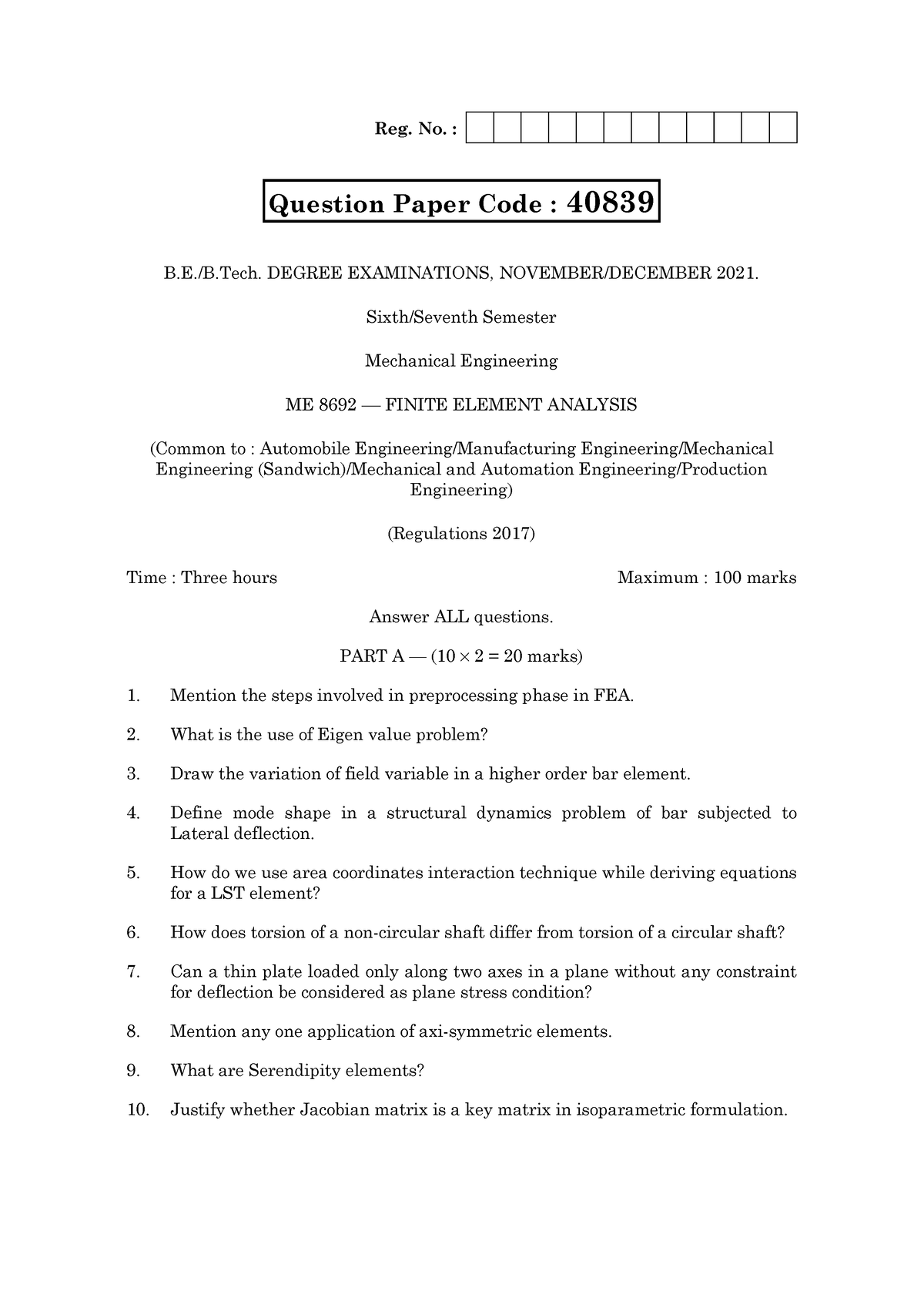 thsti phd question paper