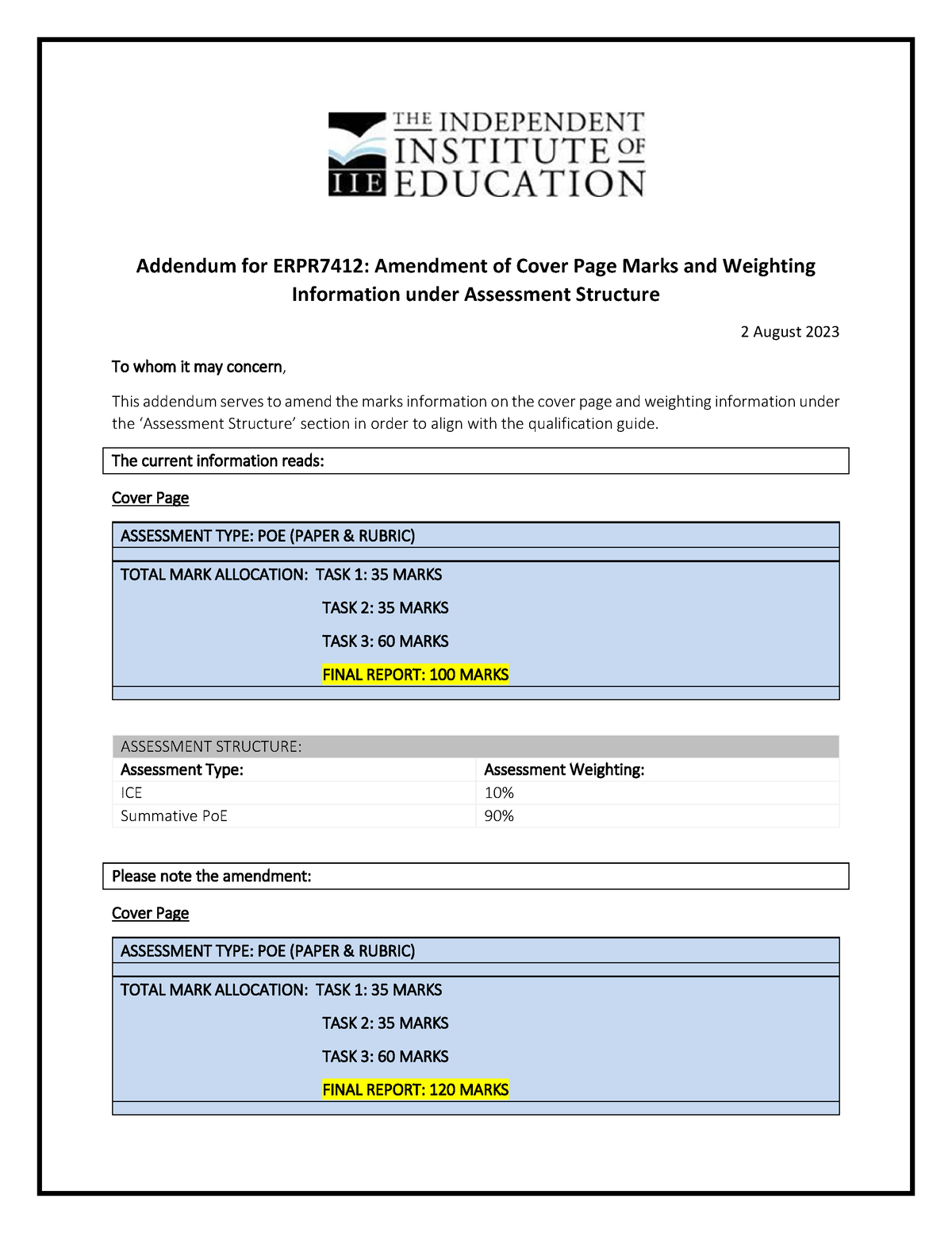 Addendum For ERPR7412 Research Proposal - Addendum For ERPR7412 ...