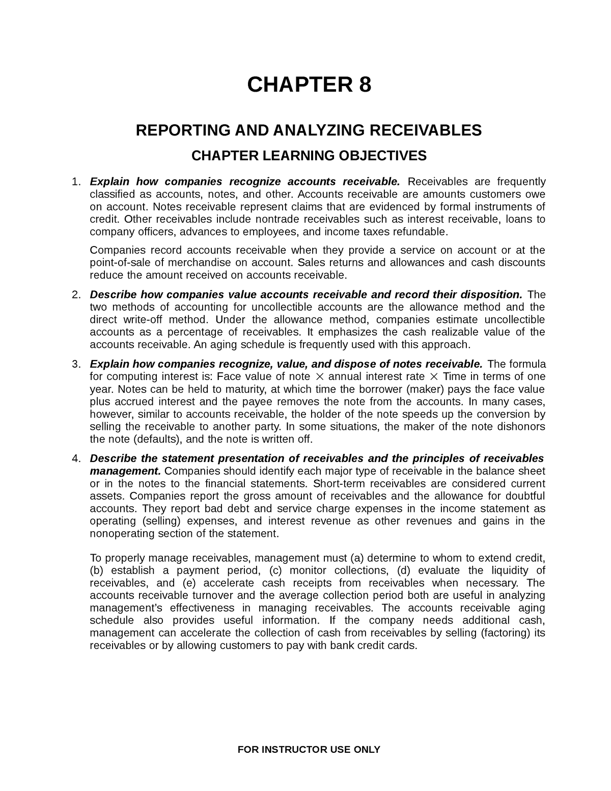 Ch08 - Test Bank - CHAPTER 8 REPORTING AND ANALYZING RECEIVABLES ...