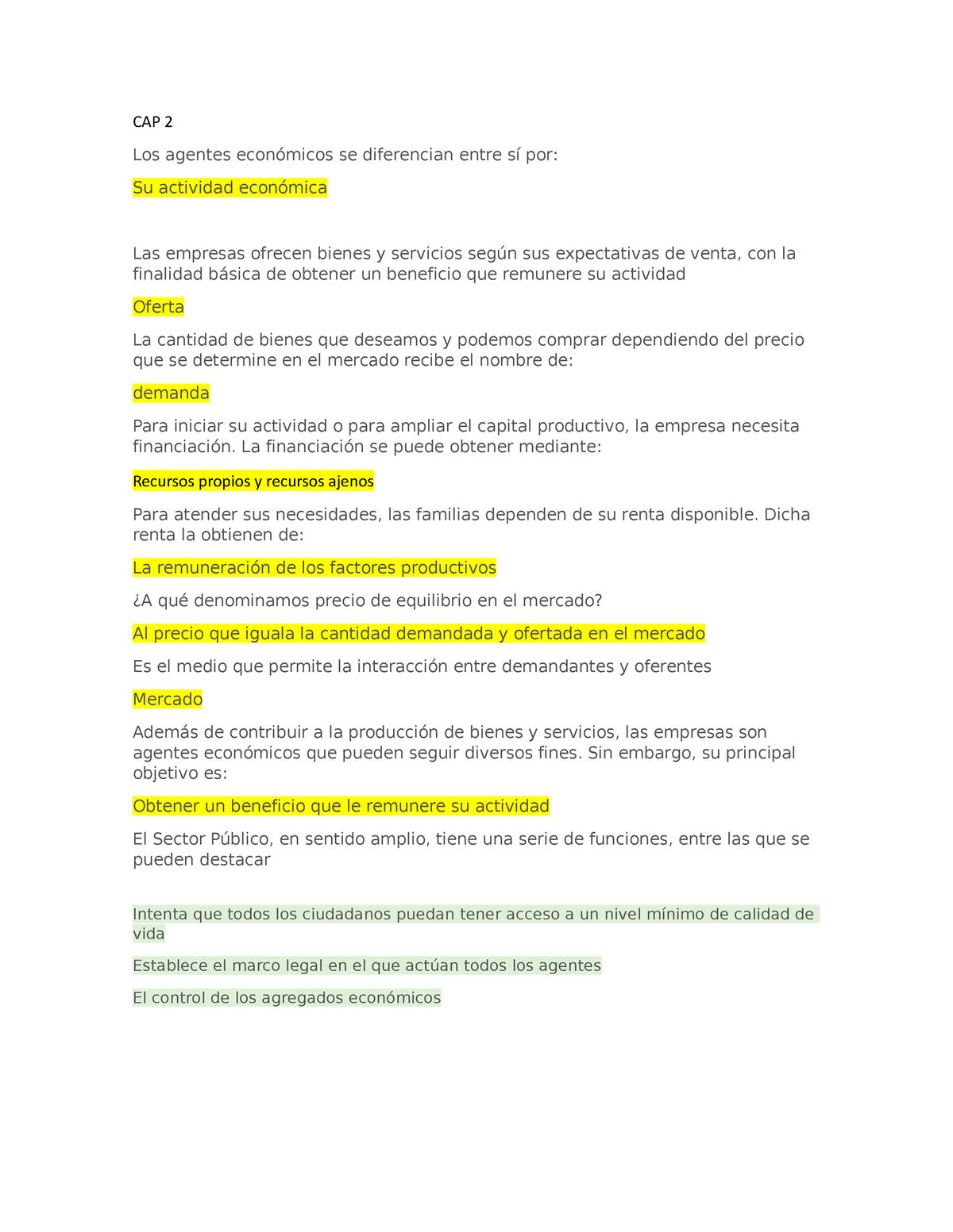 CAP 2 - BASIC ECONOMY - CAP 2 Los Agentes Económicos Se Diferencian ...