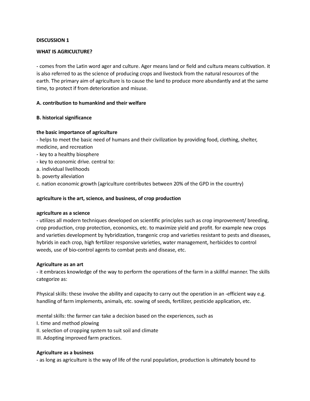 AC12 Principle OF CROP Science Reviewer - DISCUSSION 1 WHAT IS ...